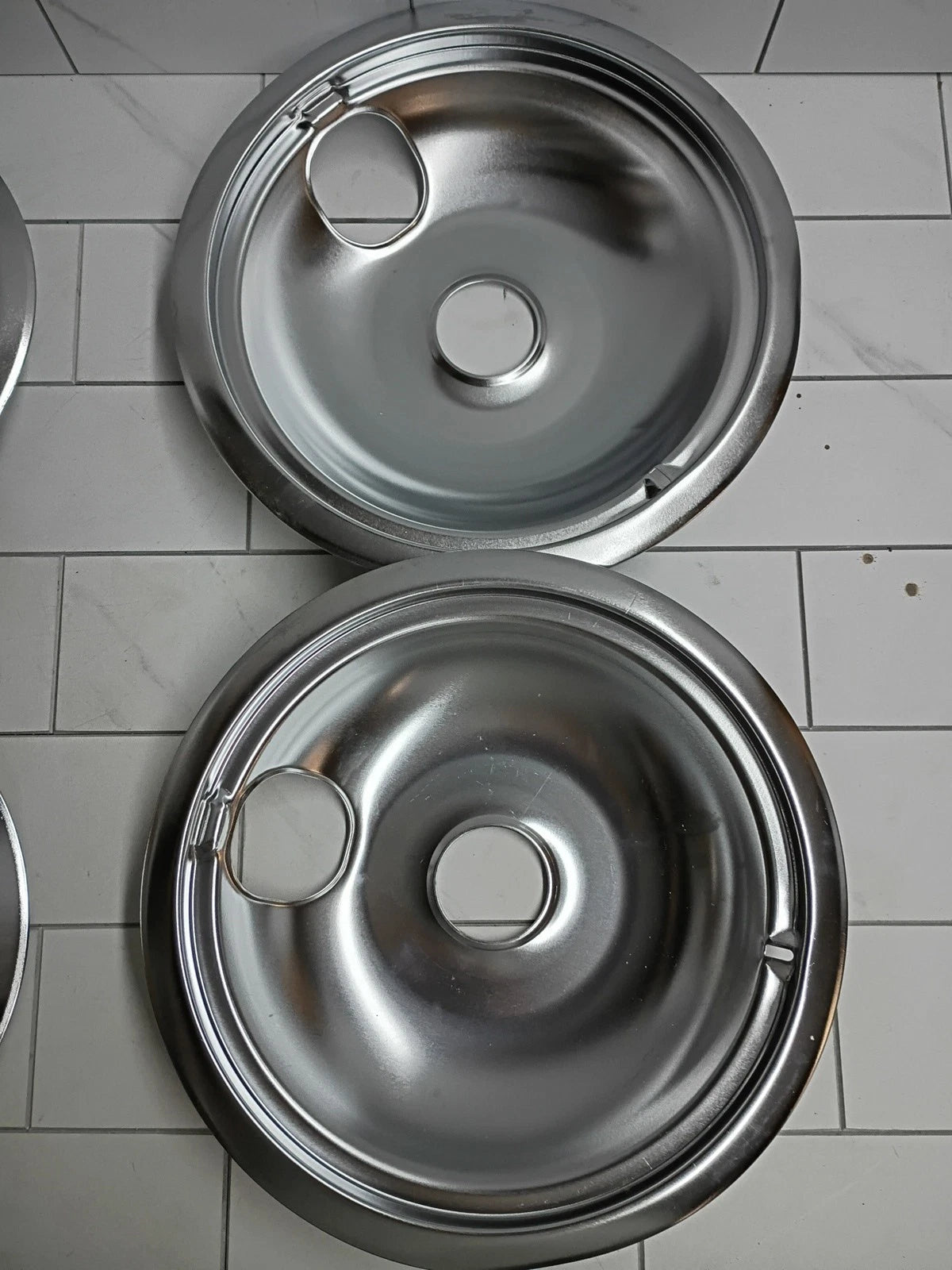3pk Hotpoint Chrome Stove Drip Pans Electric Burner Covers Pans New Open Box