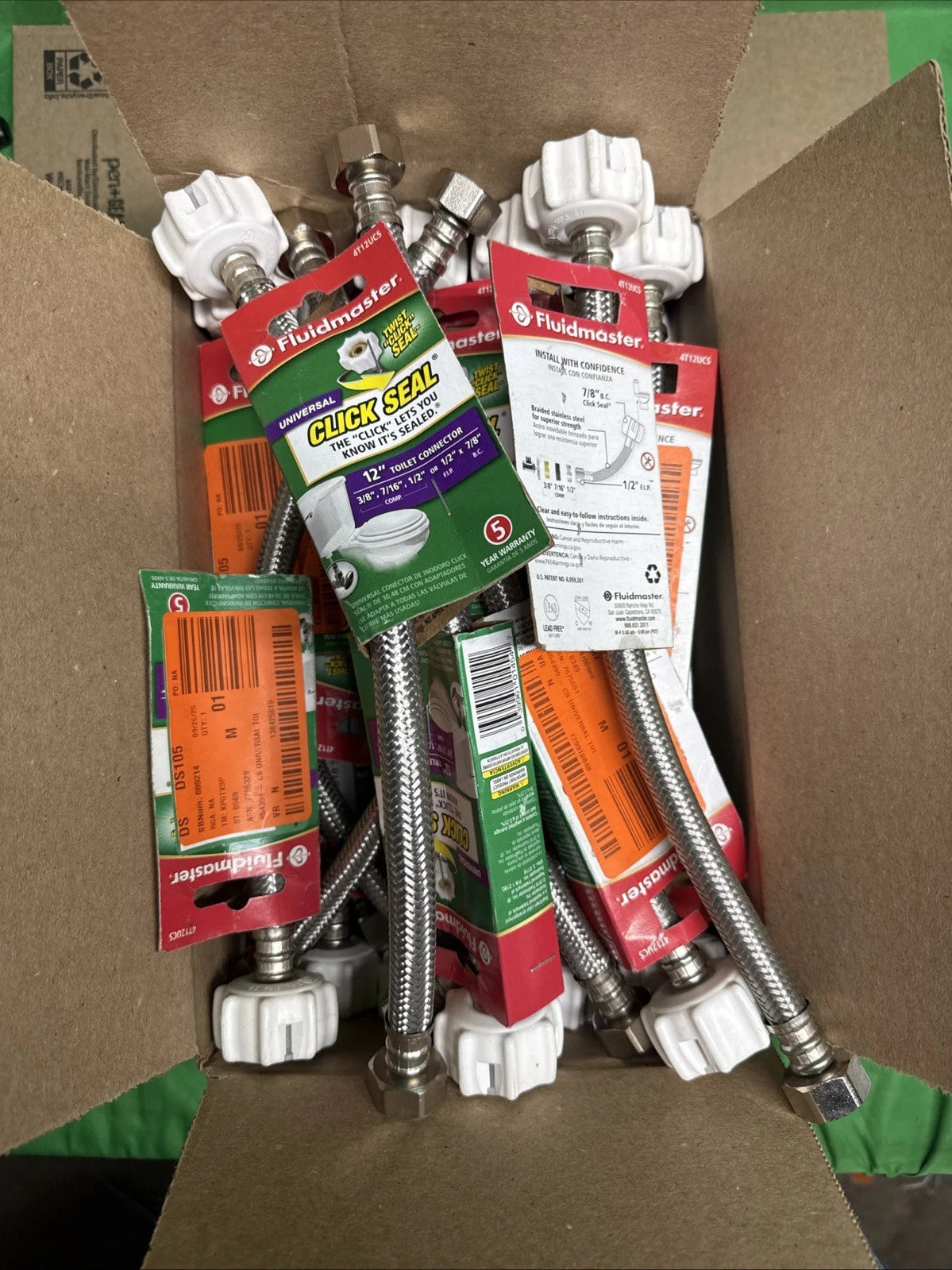 LOT OF 25 Fluidmaster Click Seal Universal Toilet Connector 12” 4T12UCS