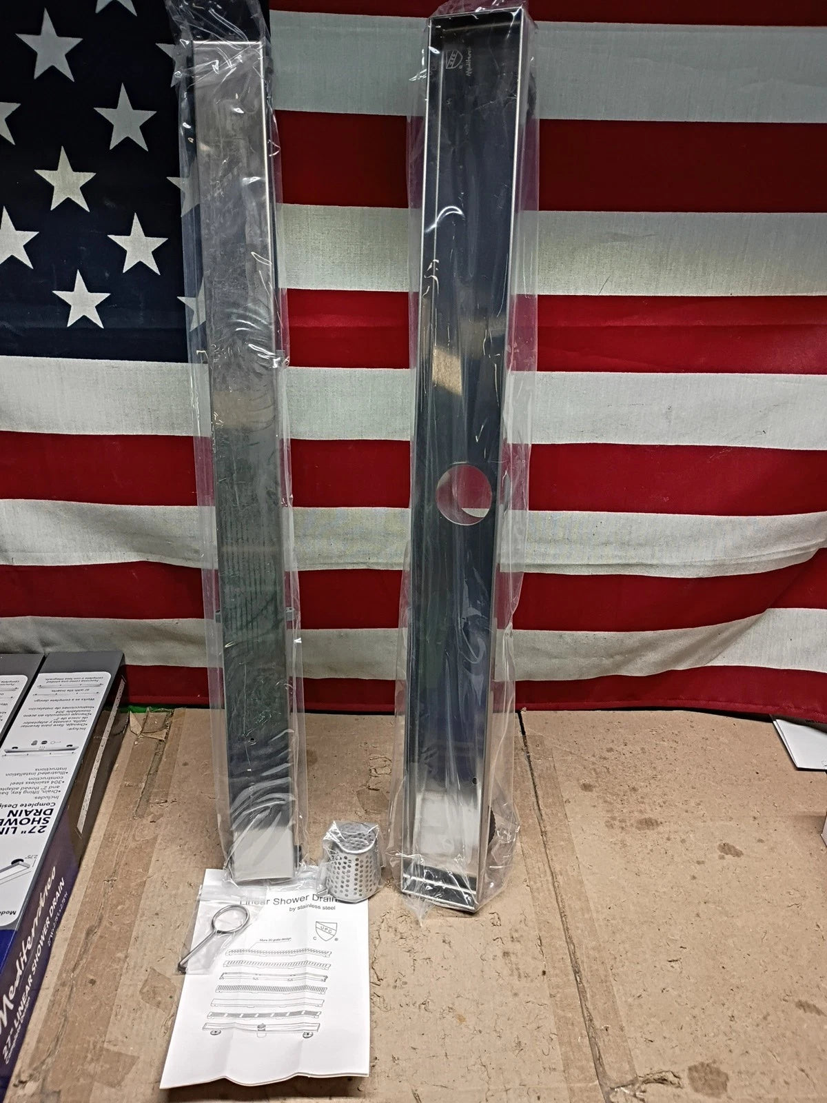 New Mediterraneo Linear Shower Drain Dual Design Stainless Steel 27" ZAD-27C