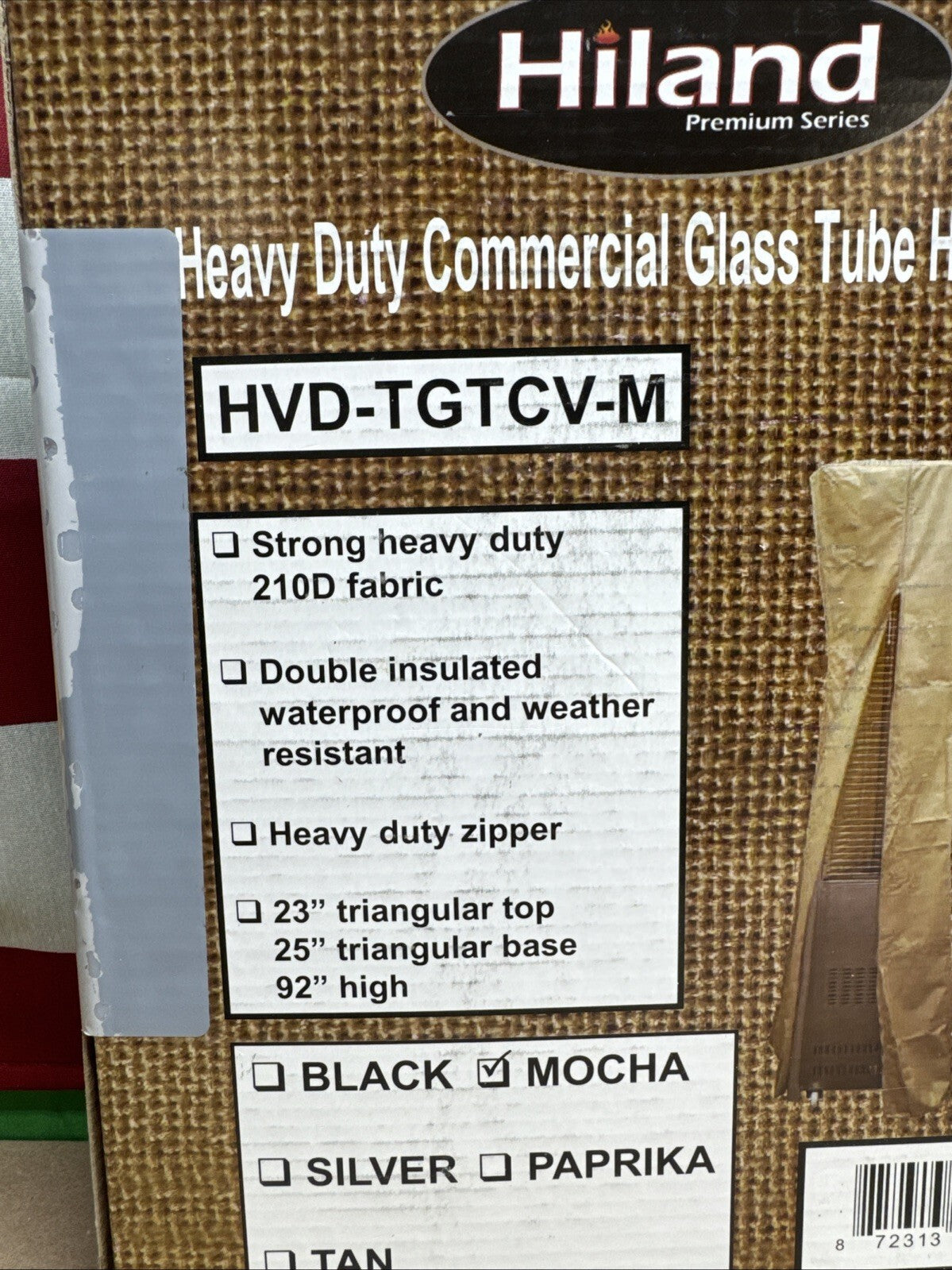 Hiland Heavy Duty Waterproof Triangle Glass Tube Heater Cover HVD-TGTCV-M Mocha
