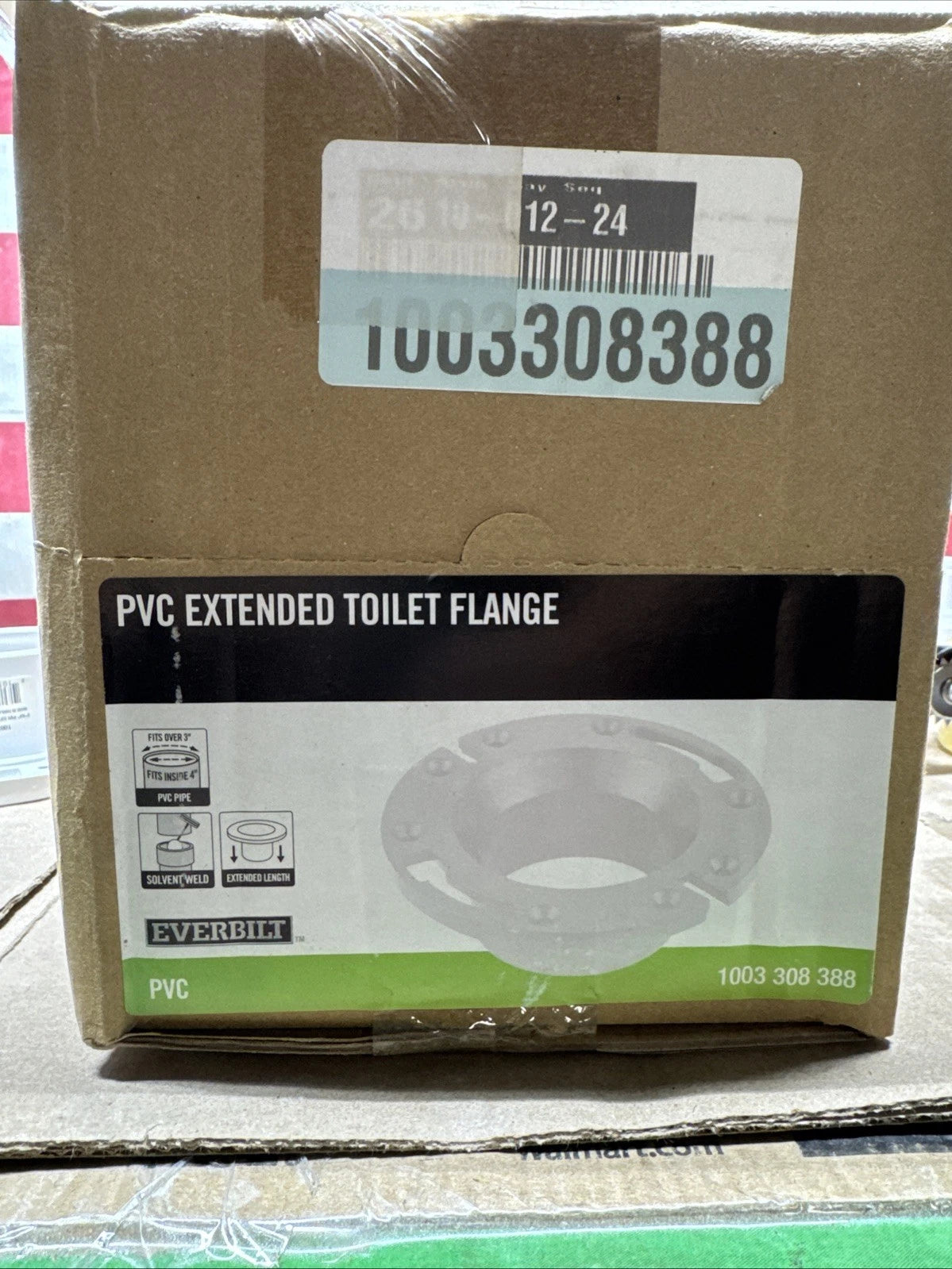 4pck 3" X 4" PVC CLOSET FLANGE NO PIPE STOP STANDARD PATERN New Open Box