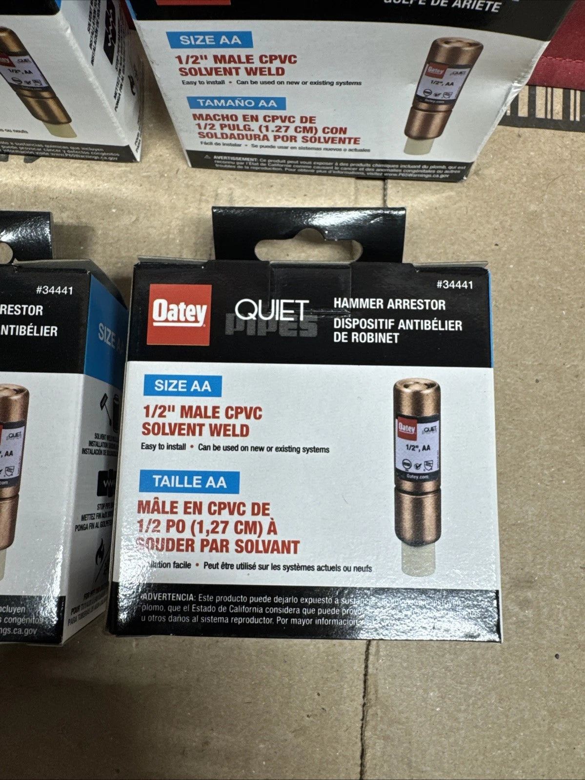 6pk Oatey Quiet Pipes Male Straight AA Hammer Arrestor CPVC 1/2" 34441 OB