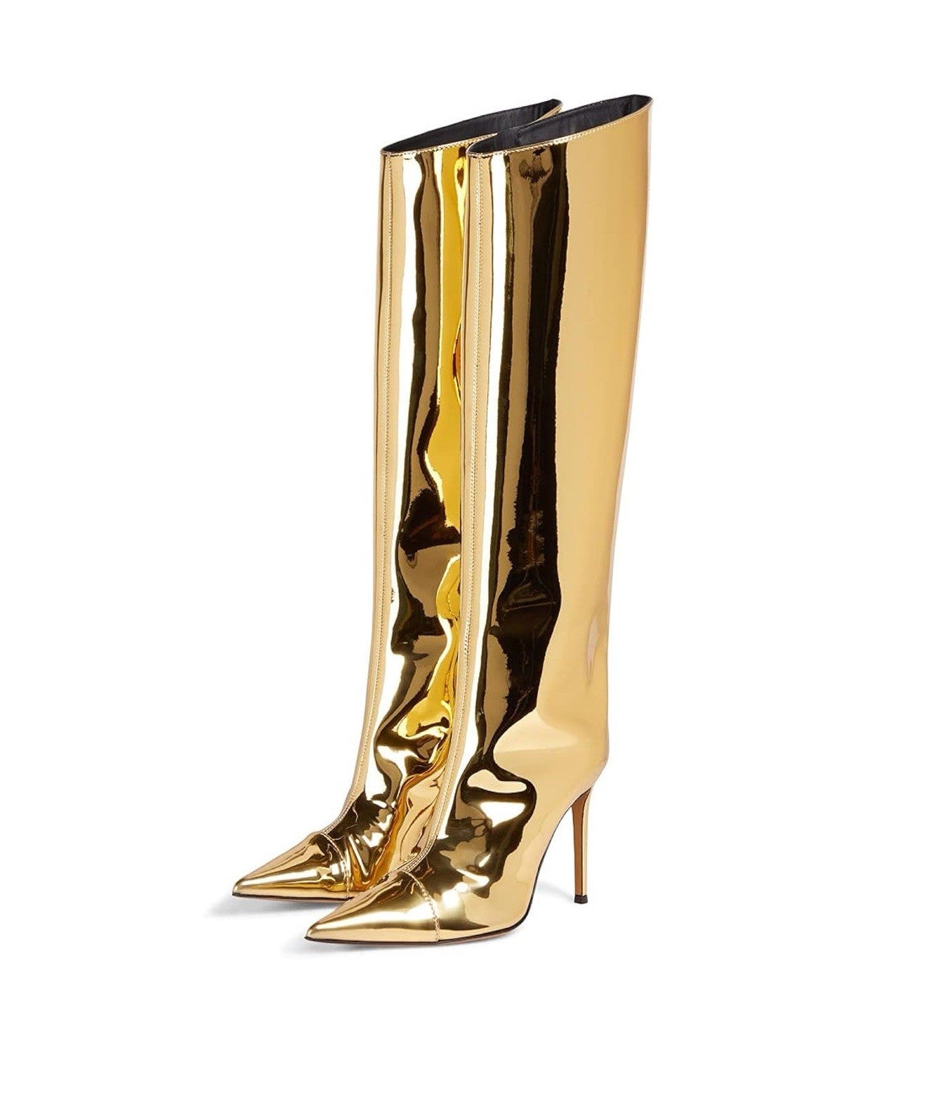 Arqa Women’s 9.5 Gold boot pointed toe stiletto heel knee high boot zipper