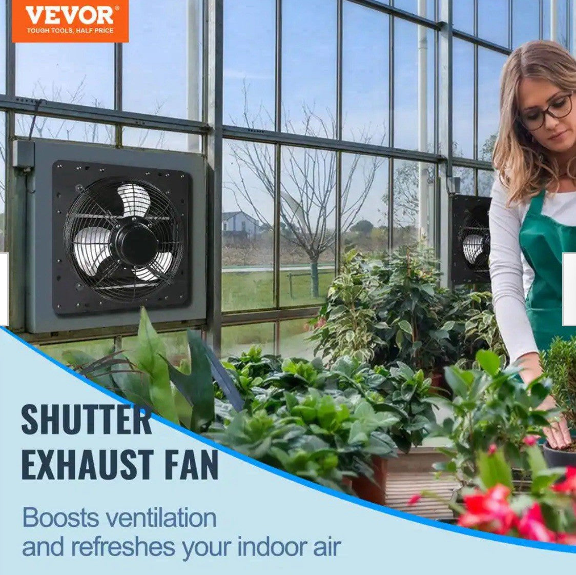 VEVOR Shutter Exhaust Fan Shop Exhaust Fan 10'' Remote Control Wall-mount Attic