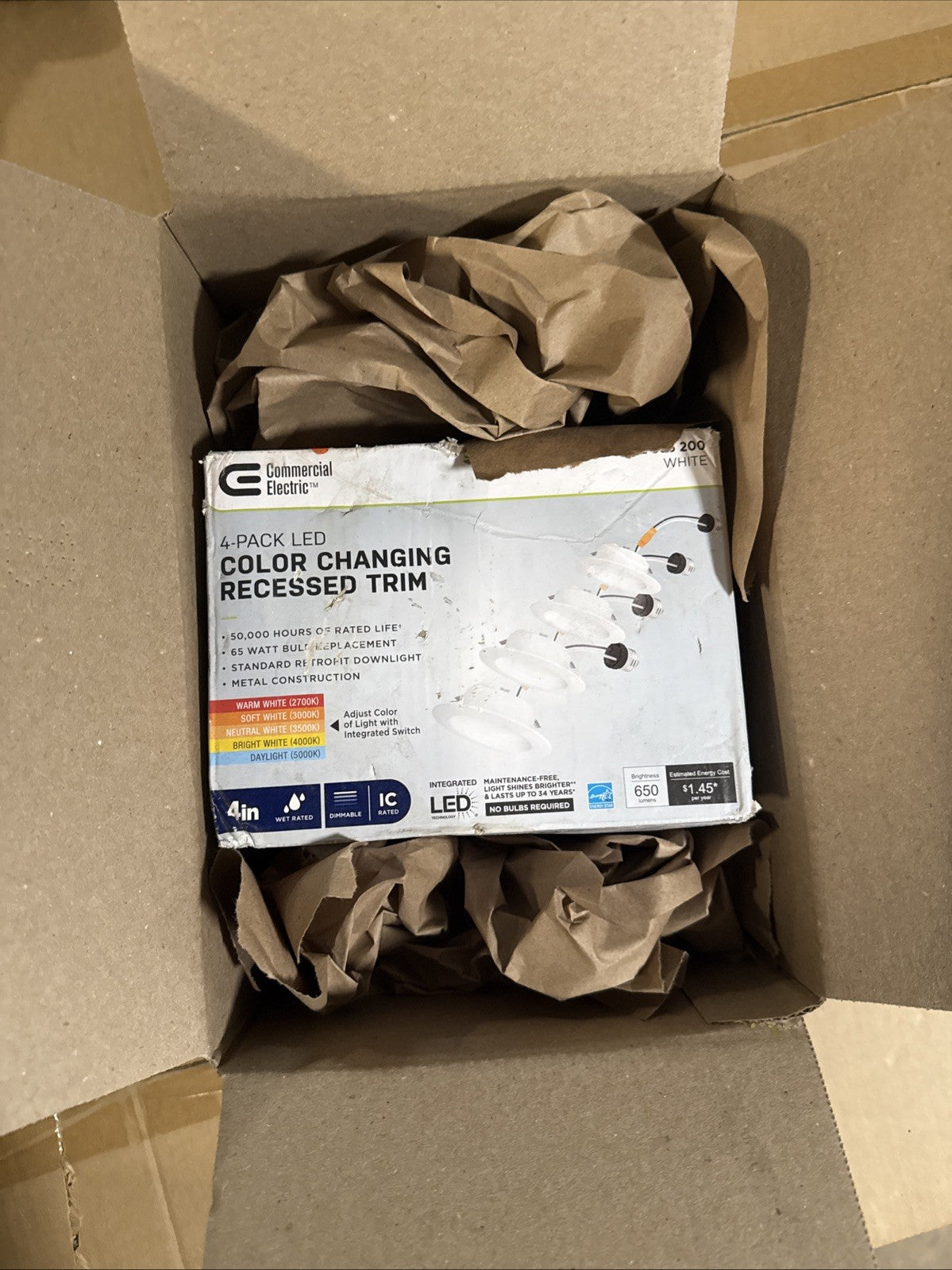 Commercial Electric 4 in. Color Temperature Selectable Integrated LED Recessed