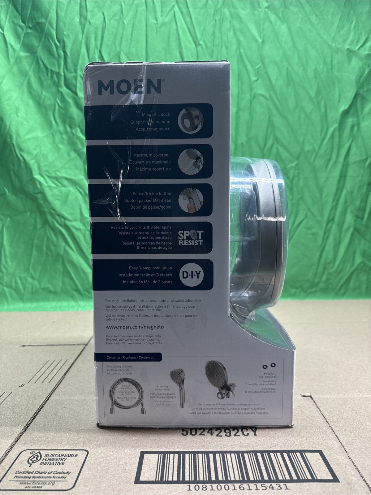 Moen 26008SRN Attract Magnet 6-Spray Hand Shower & Shower Head in Brushed Nickel