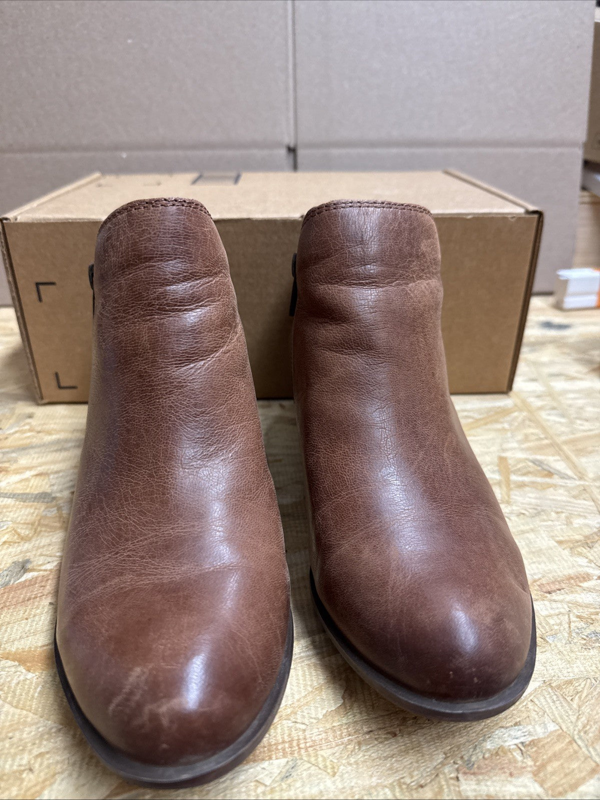 Lucky Brand Women's Basel Ankle Bootie Brownstone Leather Ankle Boots Size 8W