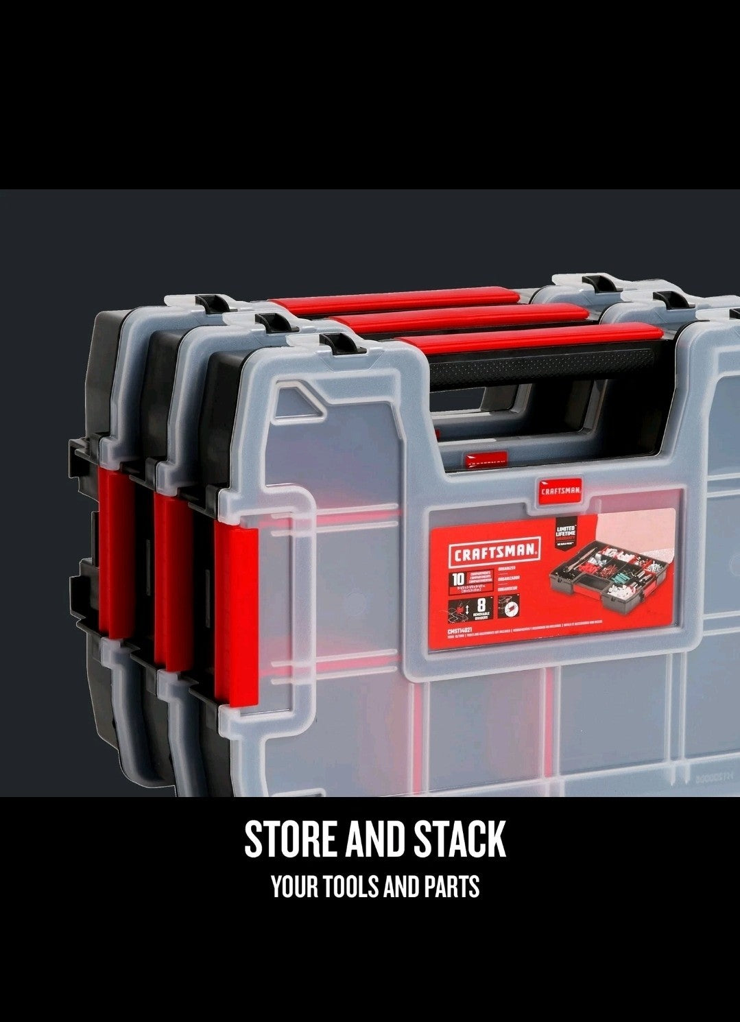 CRAFTSMAN Storage Organizer Small Parts Organizer 3-Packs with 10-Compartment...