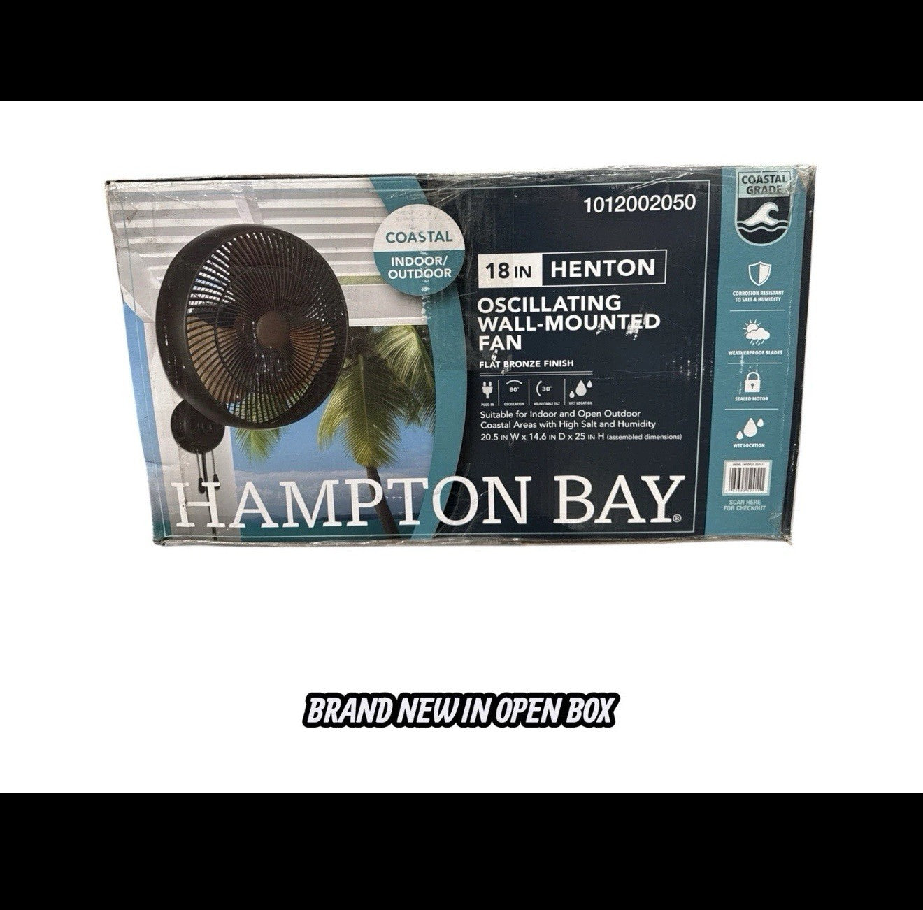 Hampton Bay 18 in. 3 Speed Oscillating High Velocity Flat Bronze Wall Mount Fan