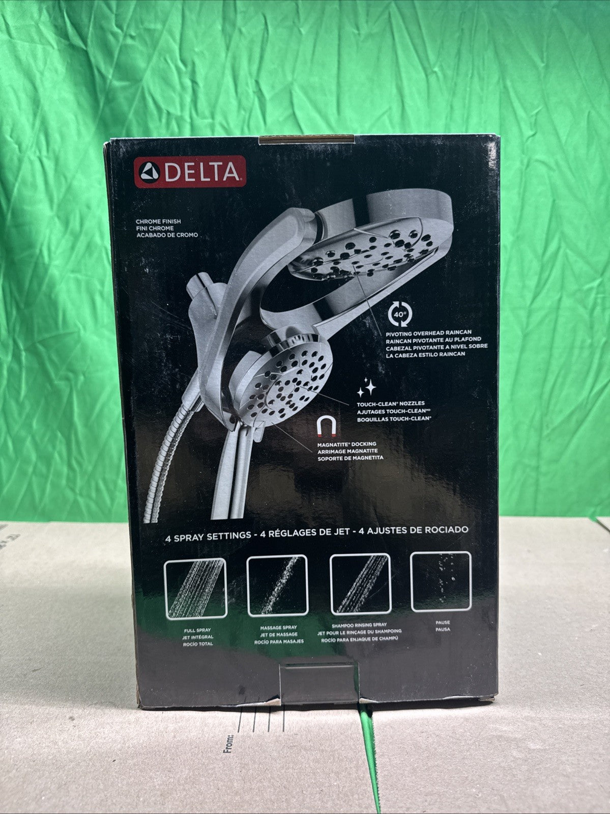 DELTA HydroRain® 4-Setting Two-In-One Shower Head in Chrome 75403- NEW