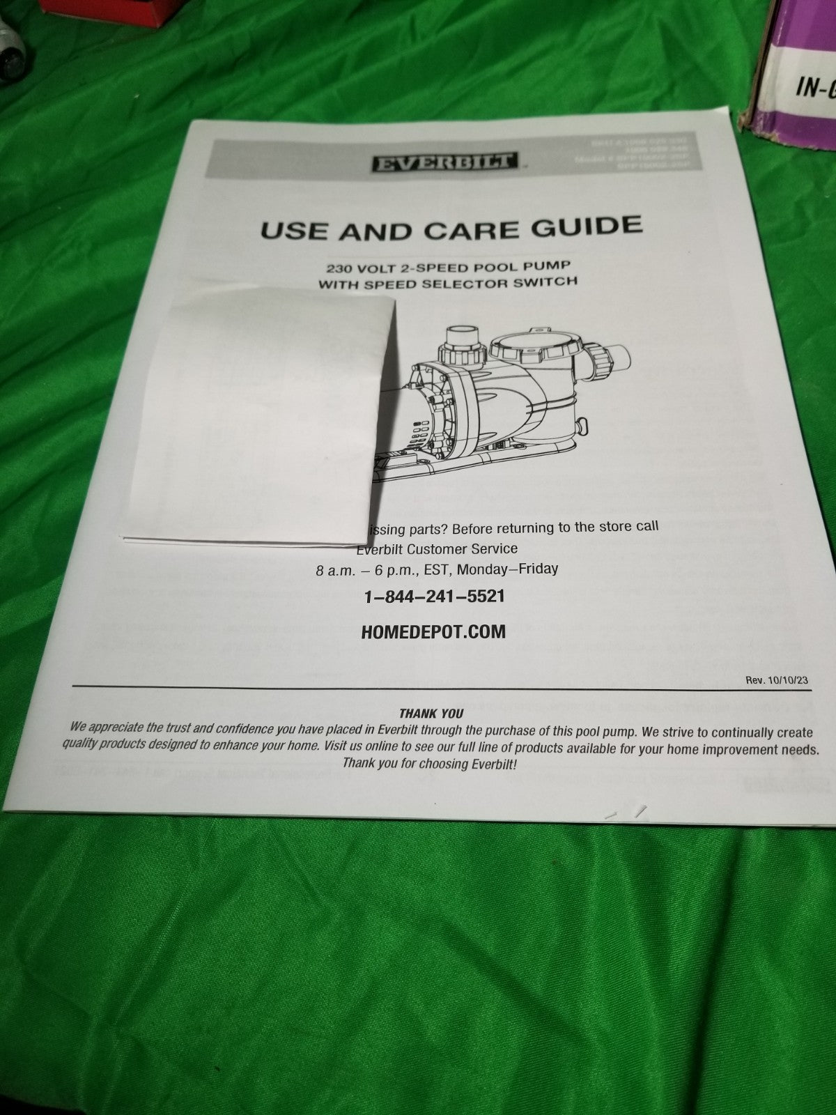 Everbilt Pool Pump Fan-Cooled Motor 1.5 HP 230V NEW OB Has Unions