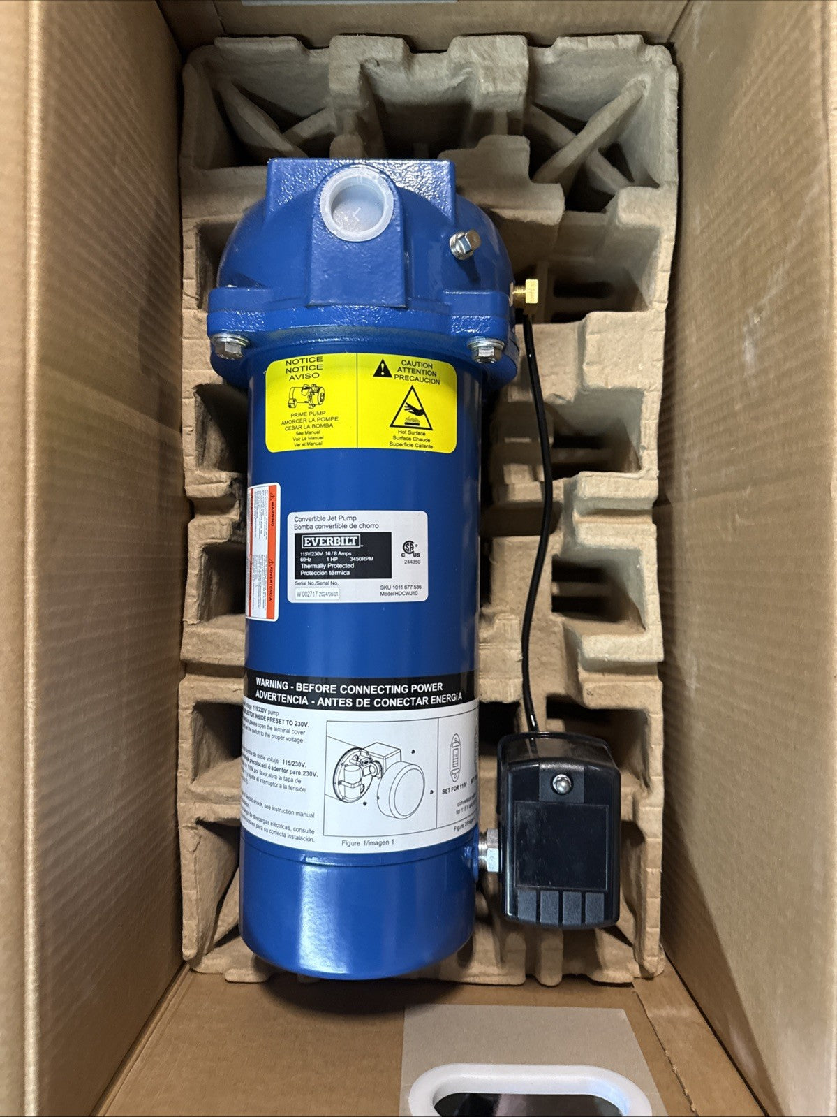 Everbilt 1 HP Professional Convertible Jet Pump NEW OPEN BOX