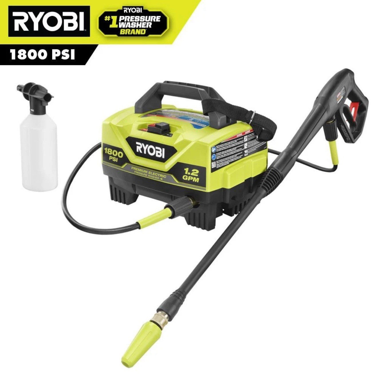 Ryobi 1800 PSI 1.2 GPM Cold Water Electric Pressure Washer RY141802 EXCELLENTCND