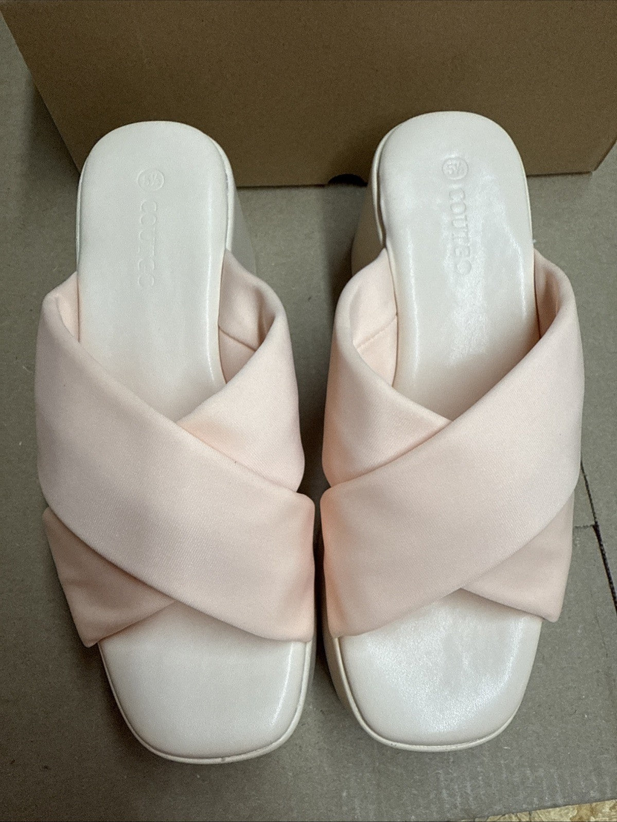 COUTGO women’s 5.5 leisure platform slide peep toe wedge crisscross sandal