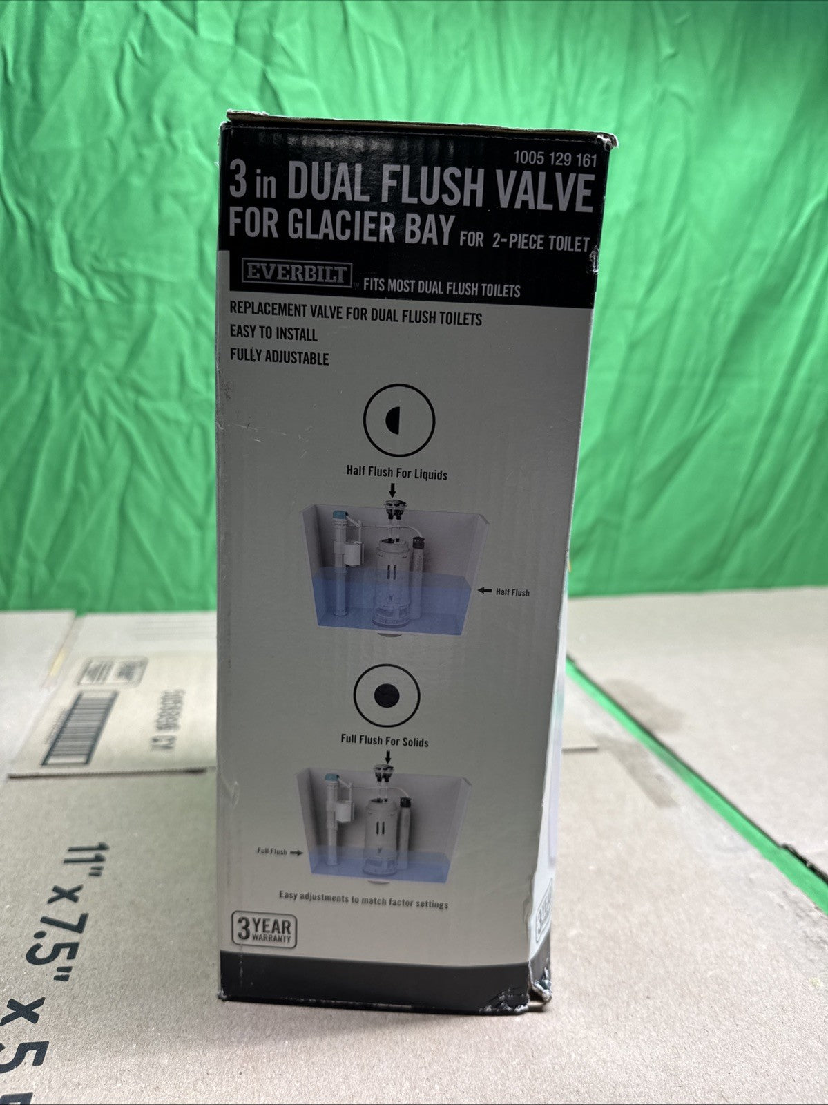 NIB Everbilt Dual Flush Valve Set Plastic Gray 3" Toilets 1005 129 161