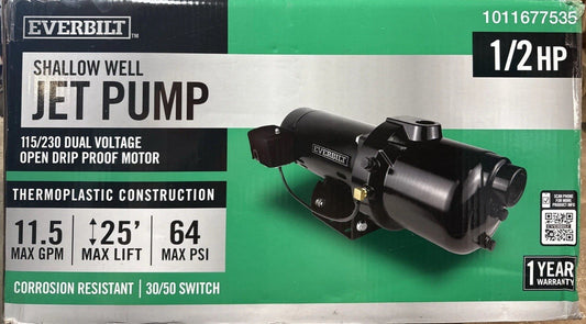 Everbilt 1/2 HP Shallow Well Jet Pump 1011677535 *Read Description.