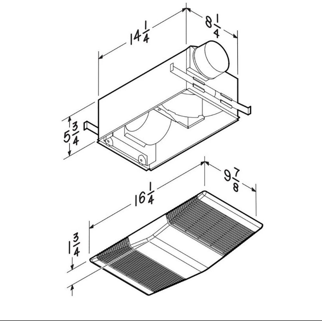 Bathroom Exhaust Fan with Heater + Light Bath Ceiling Ventilation Nutone 80CFM