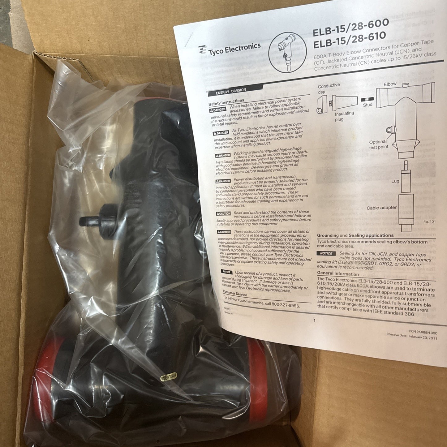 Tyco Electronics ELB-15/28-610 Dead Break Elbow Connector 16.2kV-GND 600A