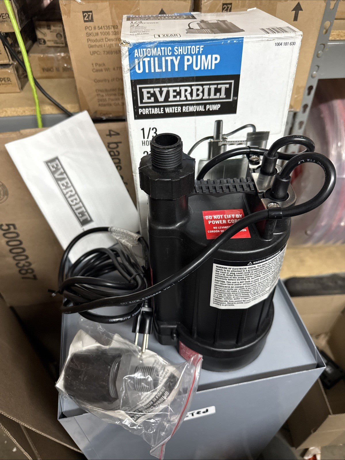 Everbilt HPEBAU33 1/3 HP Utility Pump Portable Water Removal Pump automatic off