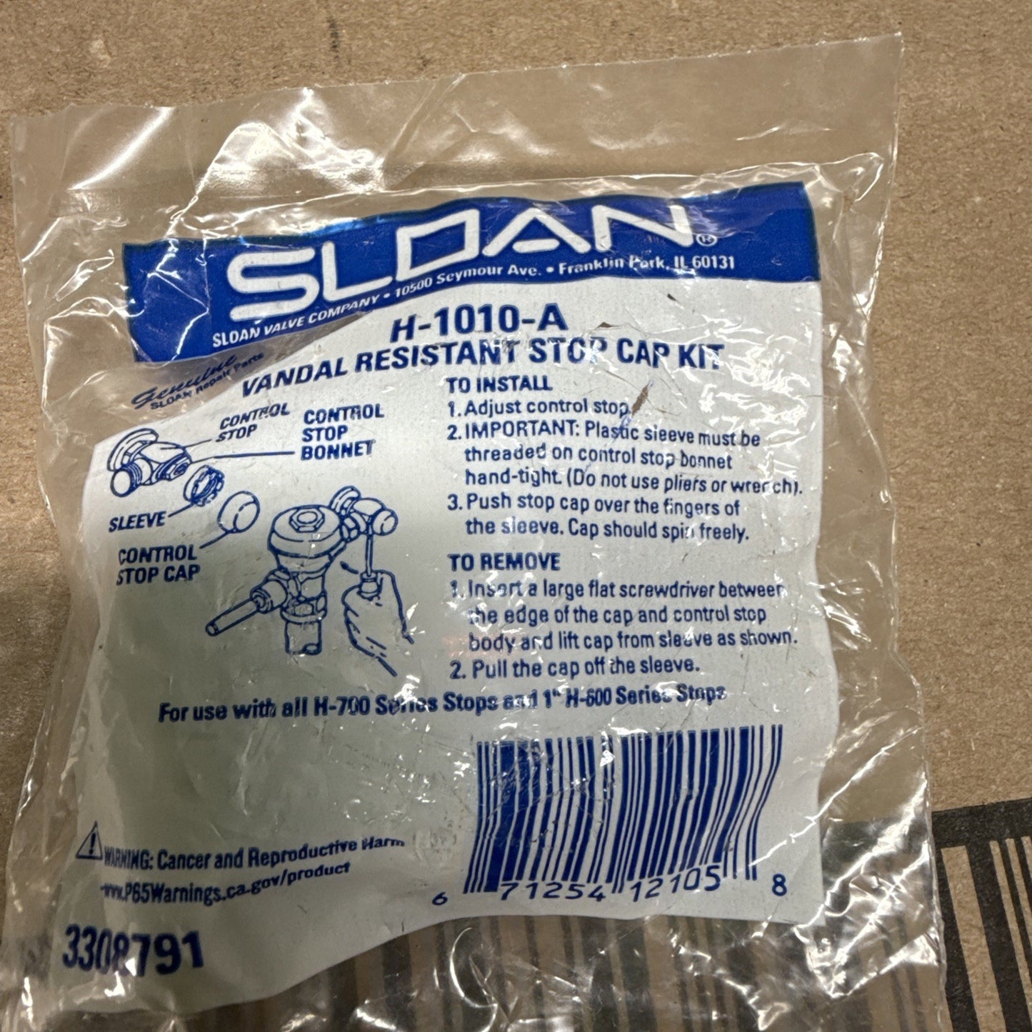 SLOAN EBV138A SENSOR ASSEMBLY, FLUSHOMETER, VALVE KIT, Closet 3.5gpf, READ DESCR
