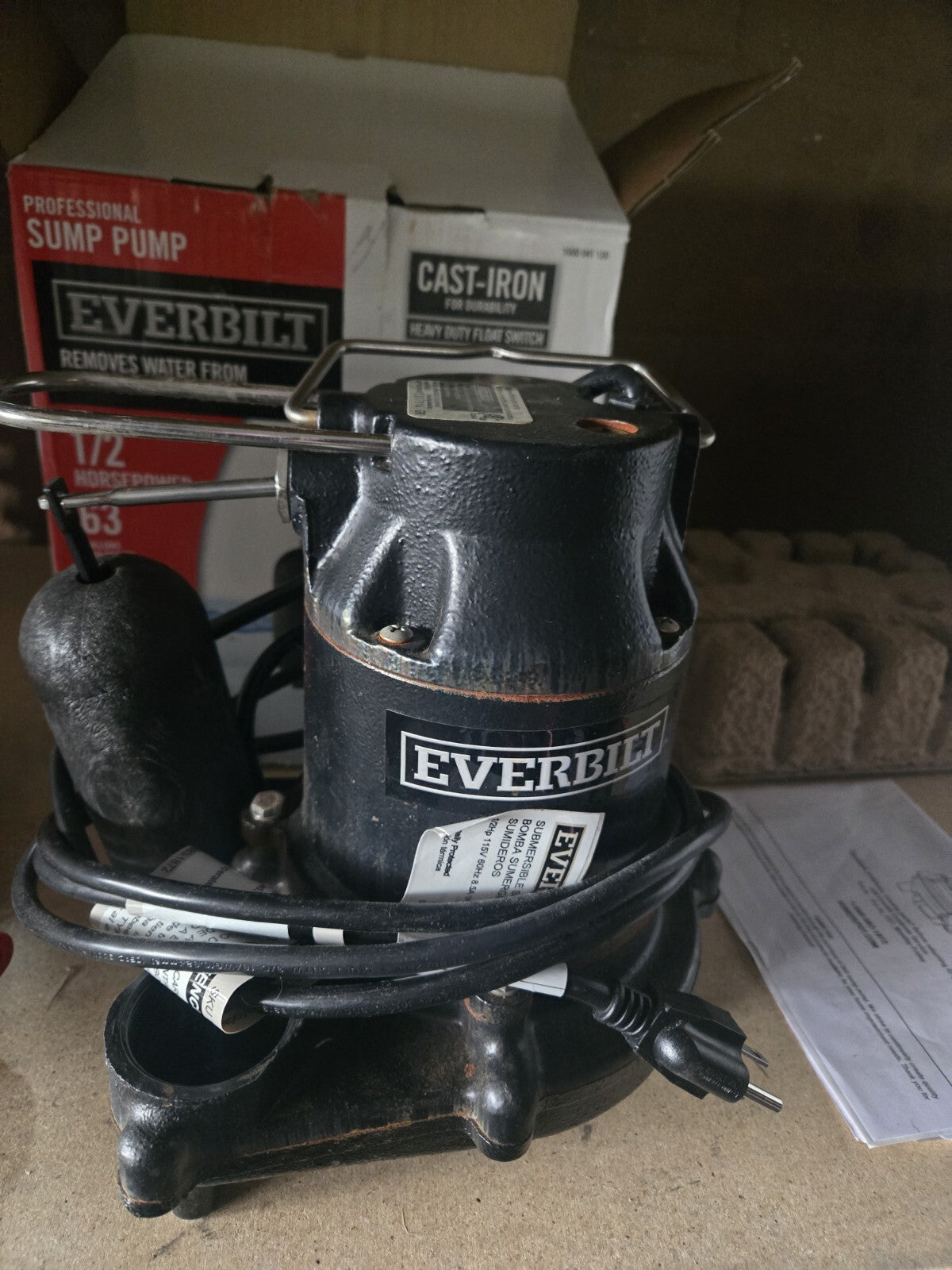 Everbilt HDS50 1/2 HP Cast Iron Sump Pump - 63 GPM 1000 041 120 Float Switch