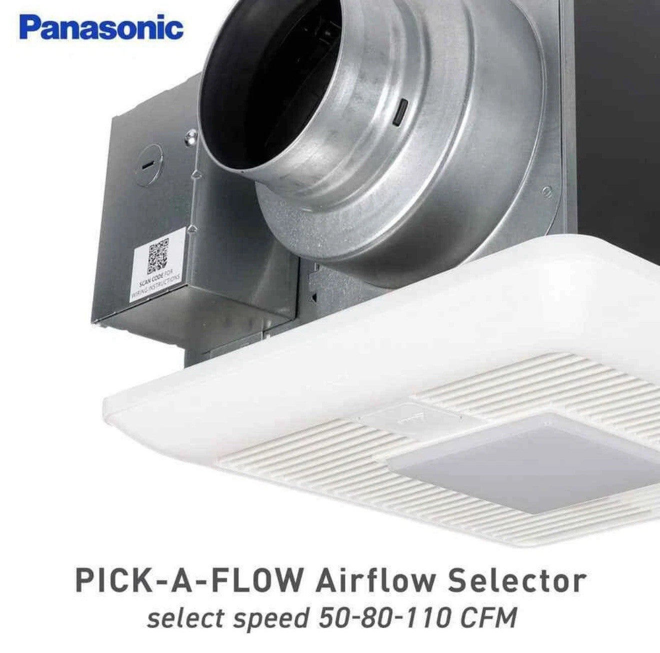 Panasonic Bath Fan 7.5”Hx13"W 110Cfm Exhaust Fan Led Light Whisper Green Select