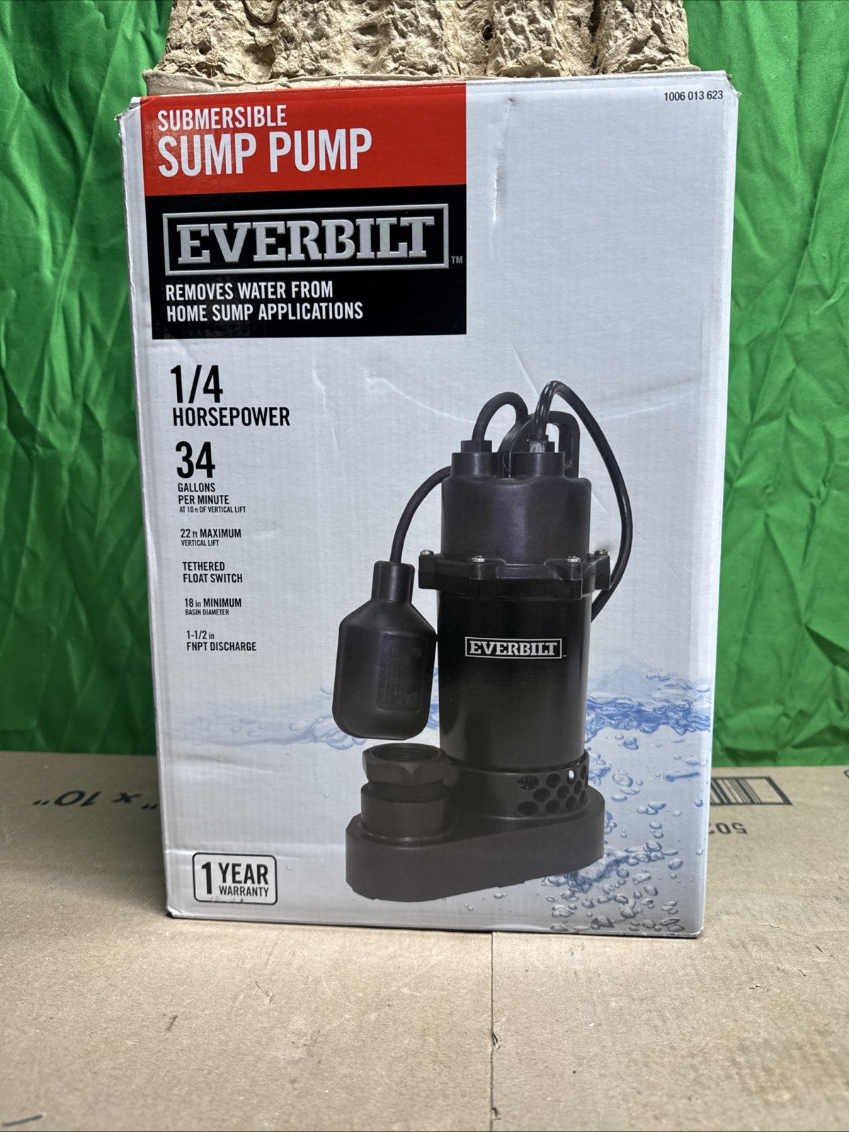 Everbilt 1/4 HP Aluminum Sump Pump w/ Tether Float Switch HDSP25W NEW OPEN BOX—-