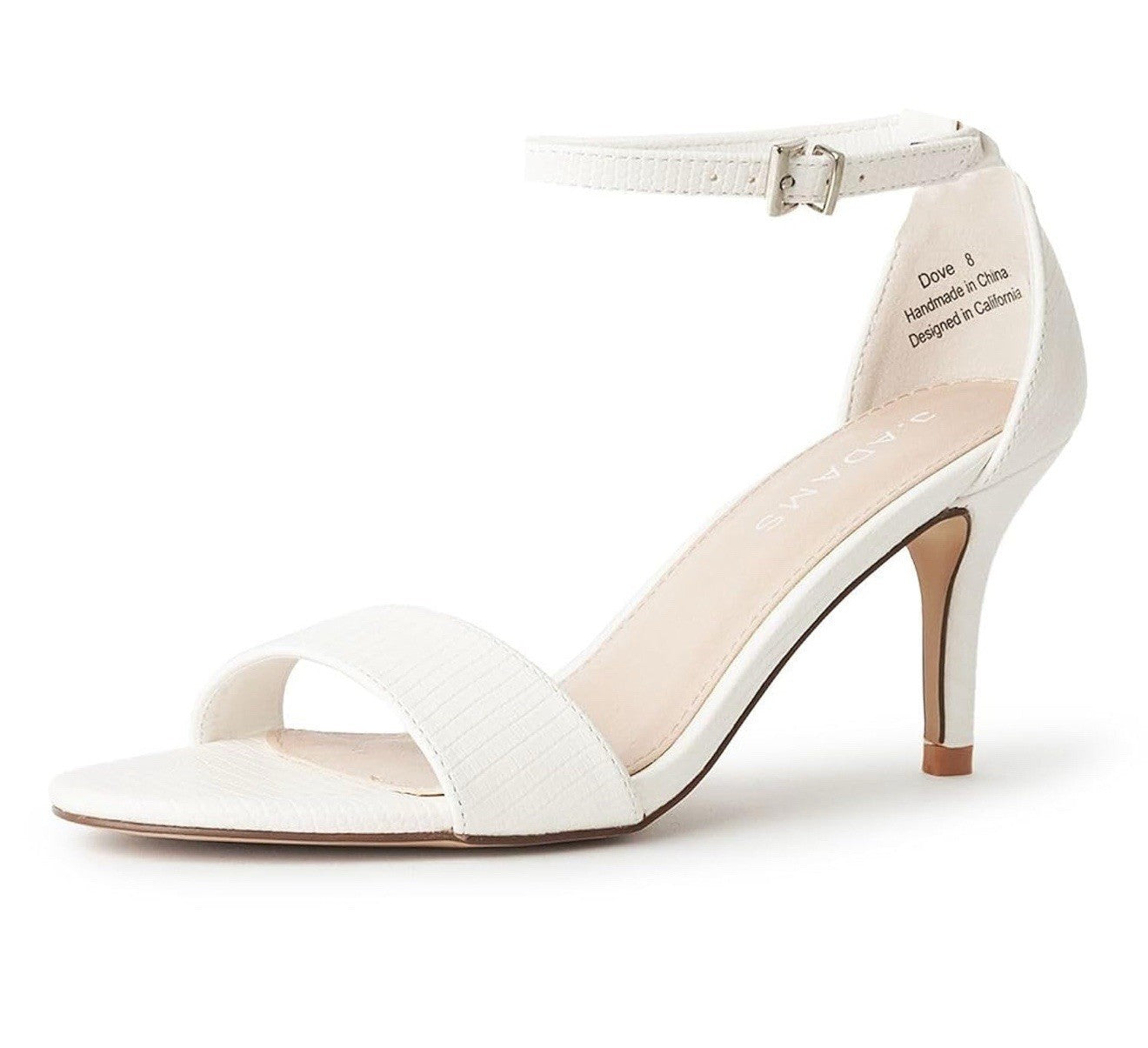 J Adams Women’s 6.5 white stiletto Wedding Summer heel bridal shoes Leather