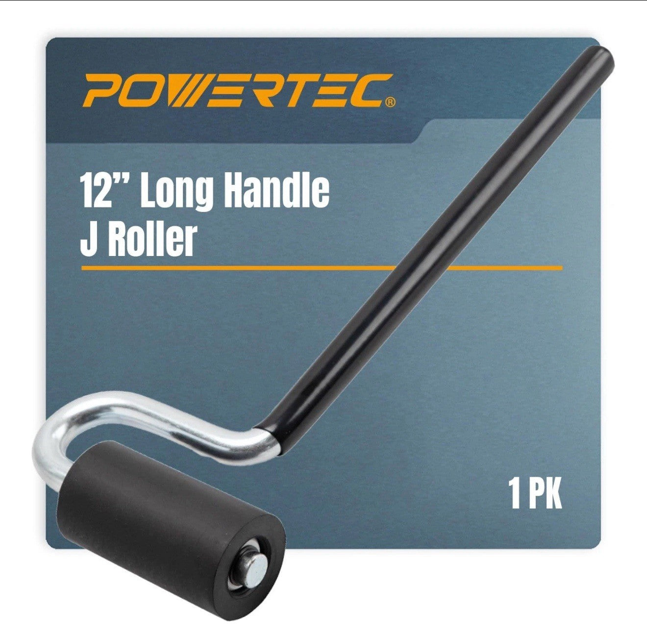 POWERTEC 71010 Long Handle J-Roller with Rubber Roller, 1-1/2-Inch by 3-Inch –