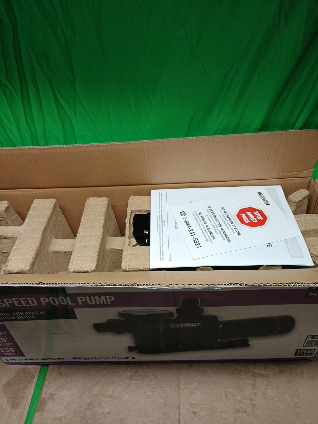 Everbilt Pool Pump Fan-Cooled Motor 1.5 HP 230V Has Unions....