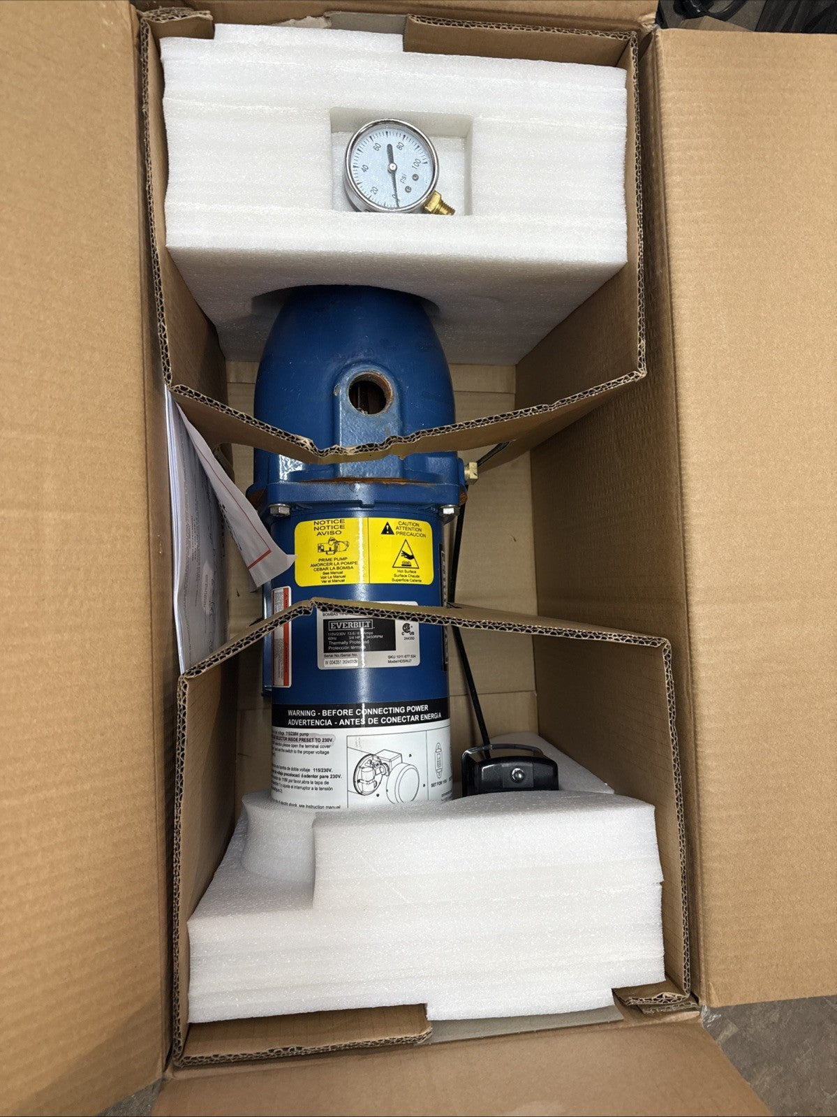 Everbilt 3/4 HP Cast Iron Shallow Well Jet Pump HDSWJ7 as is, *For Parts *