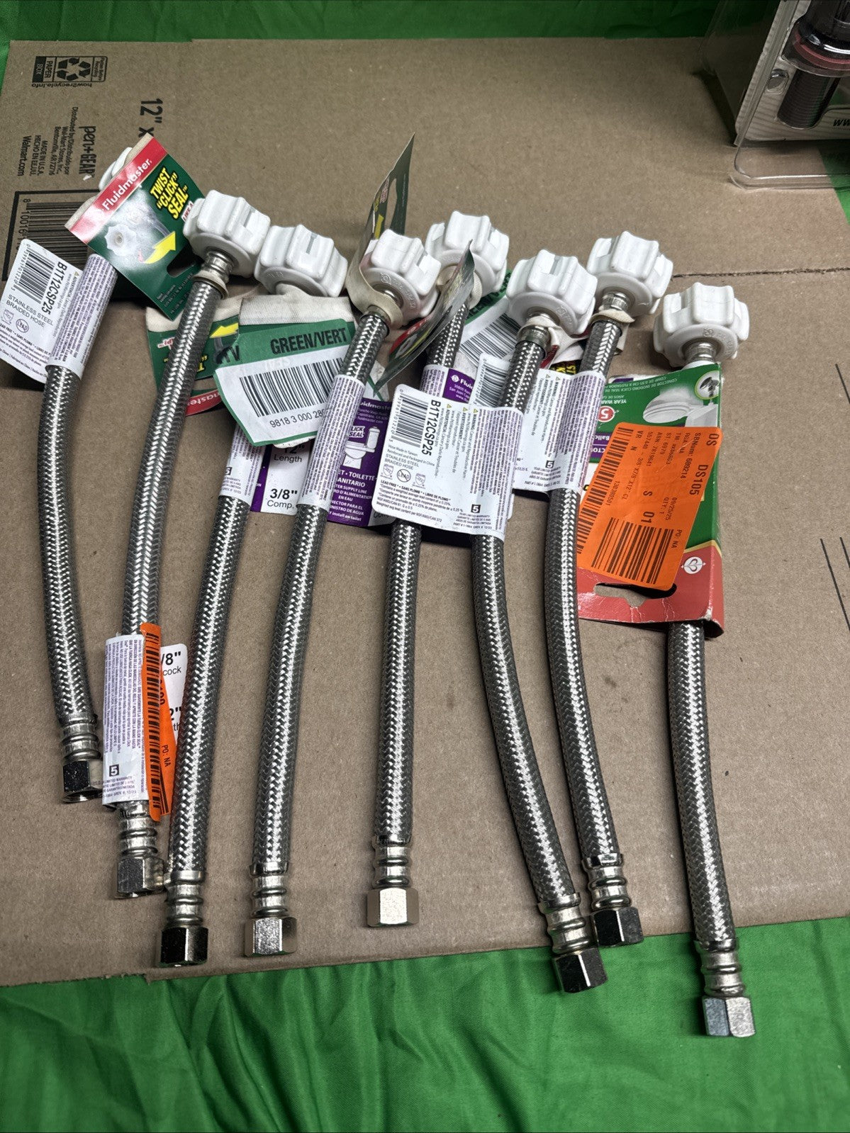 8PK Fluidmaster Braided Click Seal Toilet Connector Stainless Steel B1T12CSP25