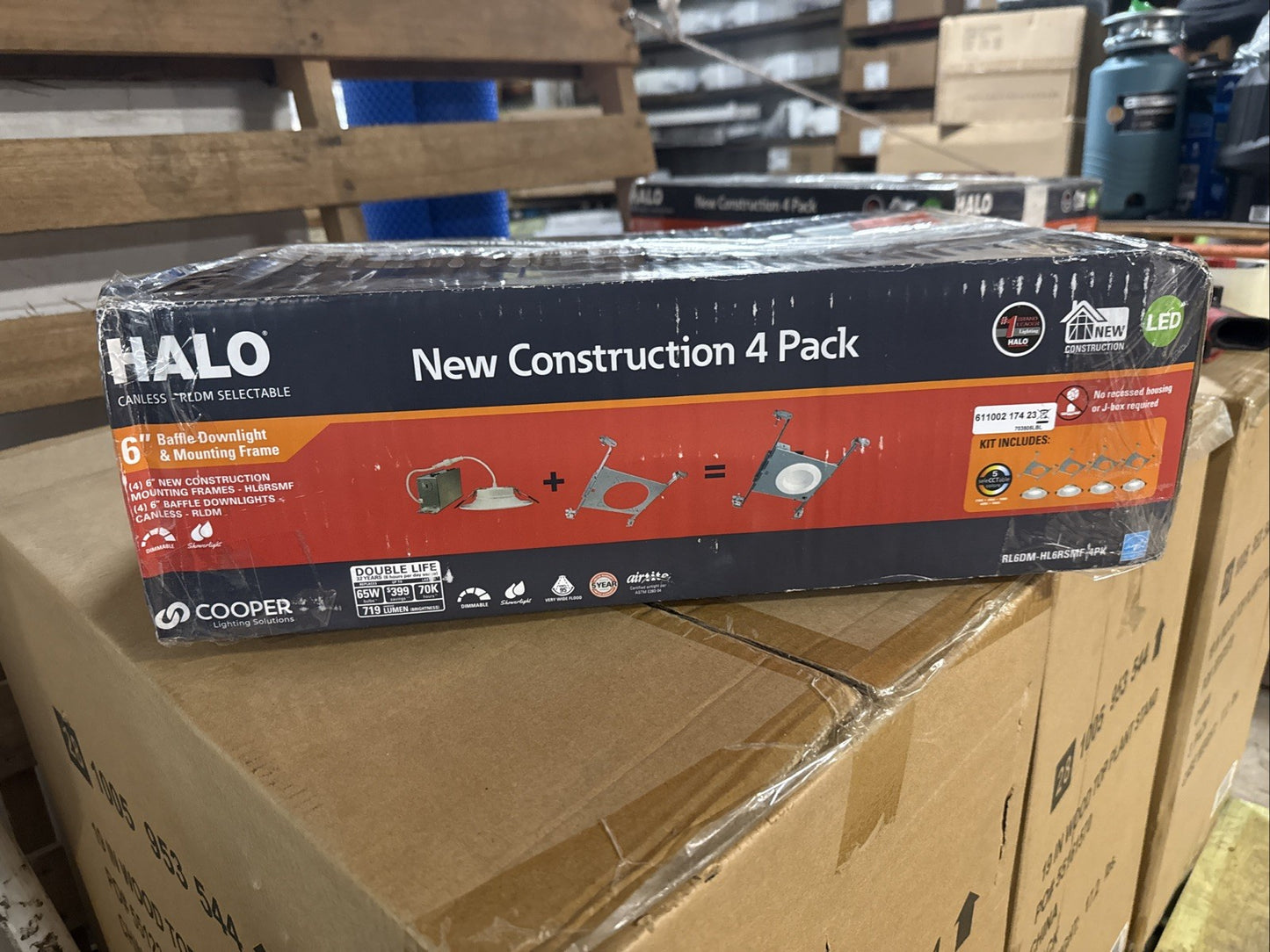 HALO RL 6 in. Color Select Canless Recessed LED Kit w/Mount Frame 4-Pack (OPEN)