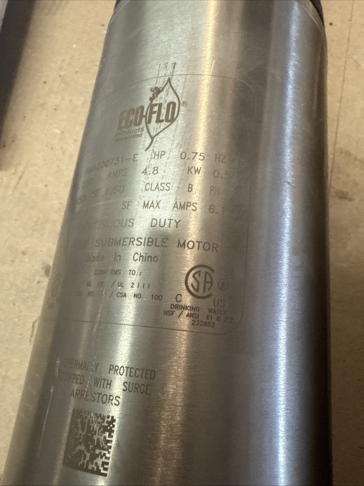 Everbilt Submersible 2-Wire Motor Deep Well Potable Water Pump 3/4HP 10gpm