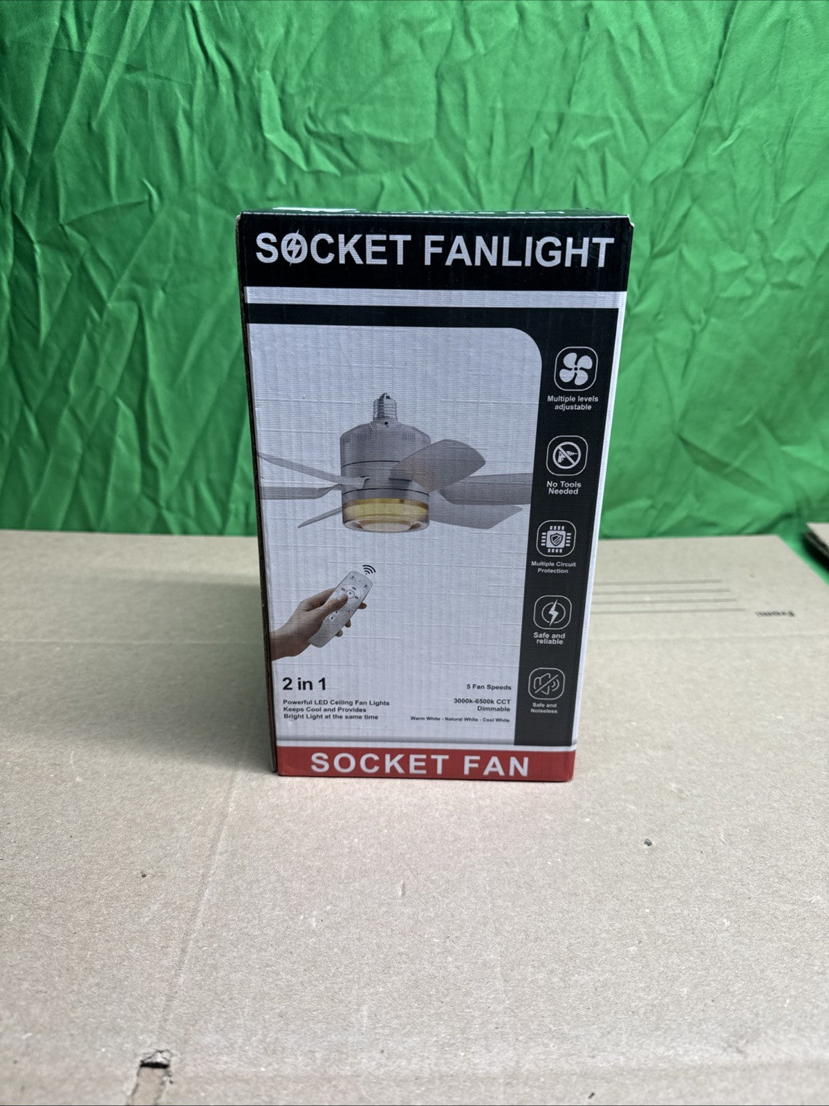 Ceiling Fan with Lights and Remote Control, 3 Colors Dimmable 6 Speeds Ceilin...