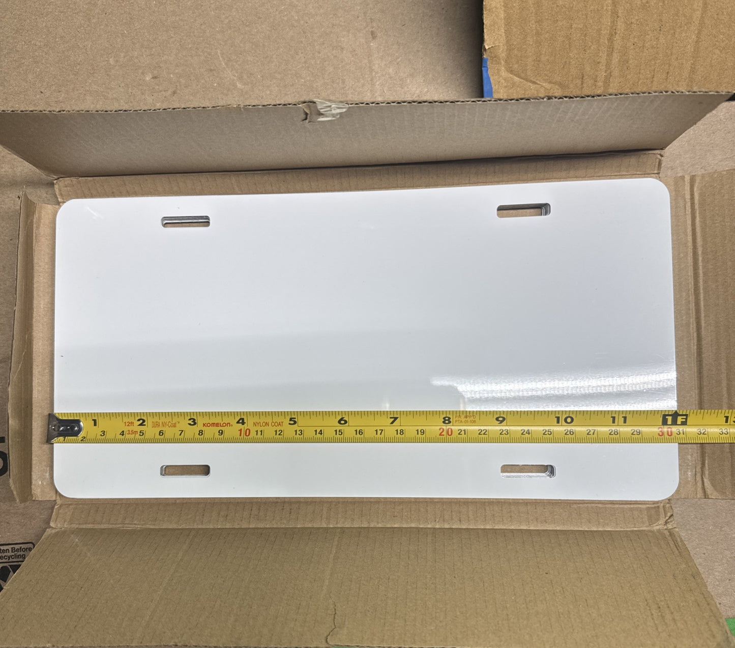 Lot of 15 White Blank Aluminum License Plate Conde Part # MA 1039