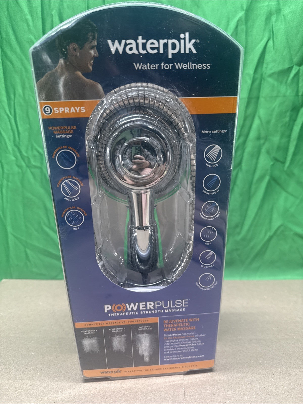 Waterpik PowerPulse 9-Spray Wall Mount Handheld Shower Head Chrome-SEALED!
