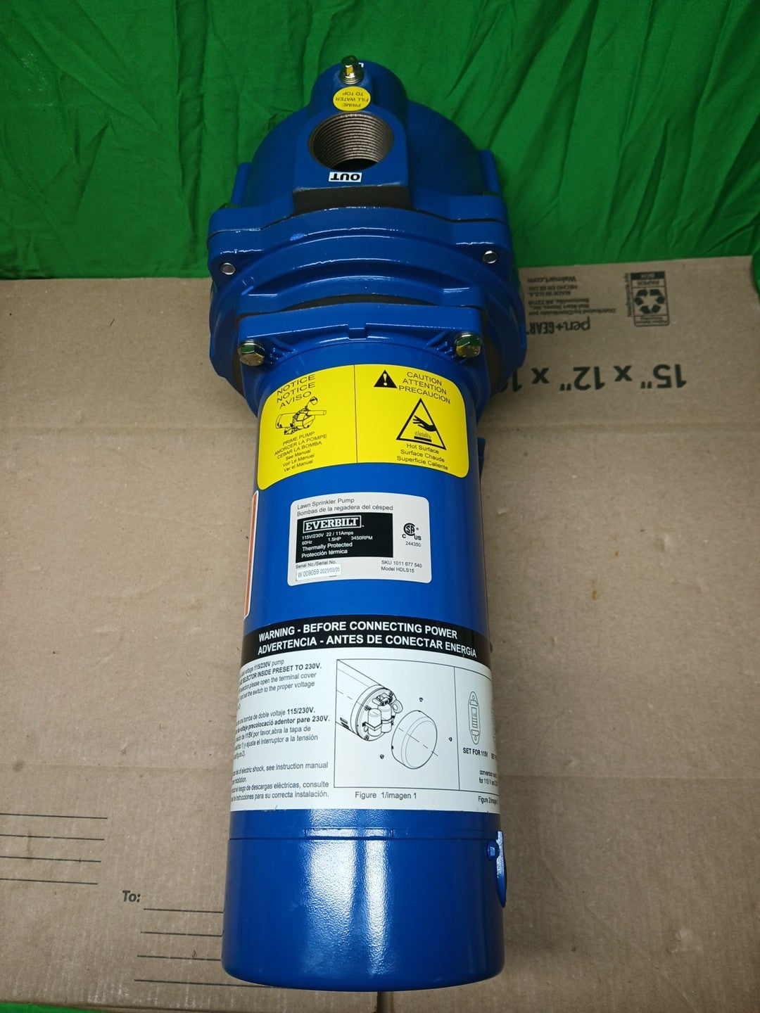 Everbilt 1-1/2 HP Cast Iron Lawn Irrigation Pump Sprinkler Pump NEW OB