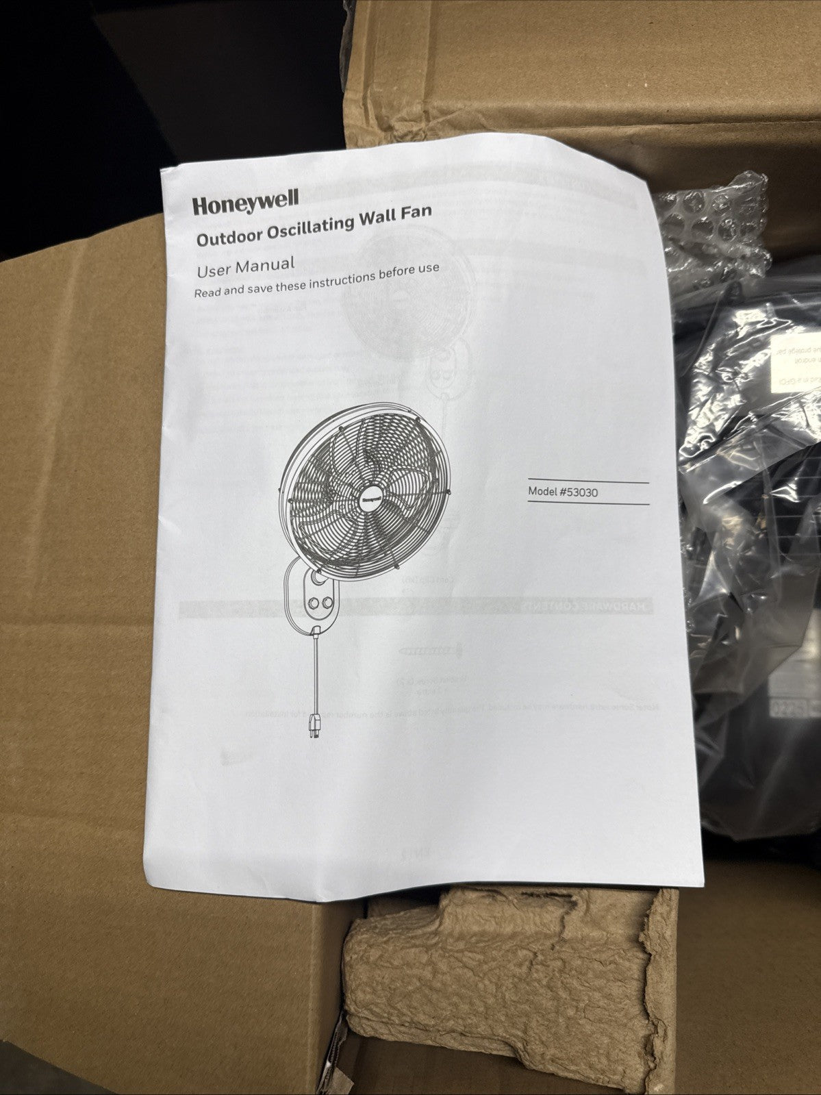 NEW OPEN BOX⚡️18"Outdoor Matte Black Oscillating Wet Rated Wall Mount Fan