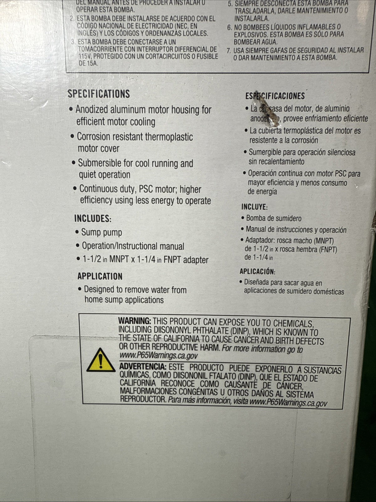 Everbilt 1/4 HP Aluminum Submersible Sump Pump Vertical Switch New Open Box