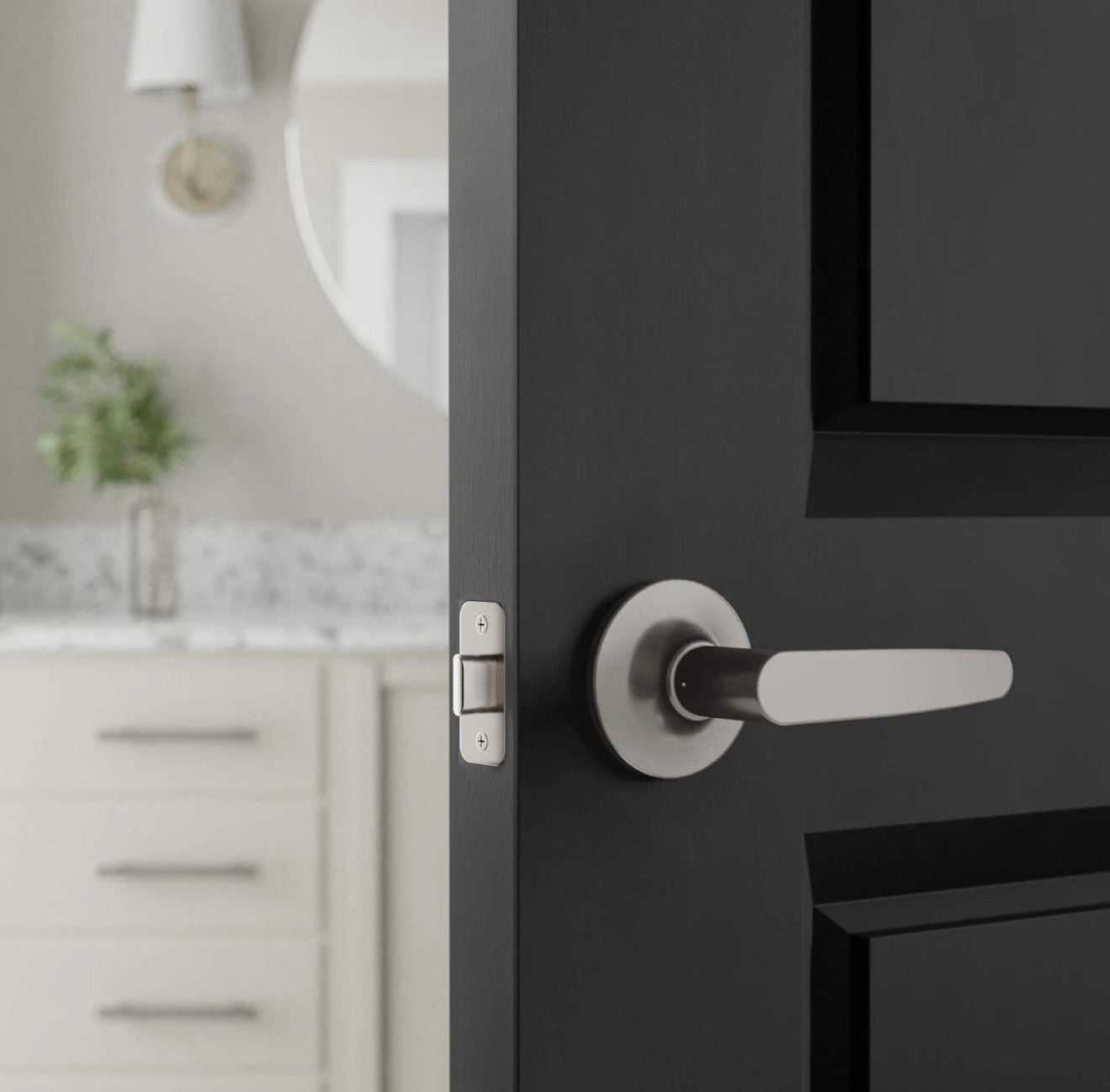 Straight Door Lever, Passage, Satin Nickel, 1-Pack