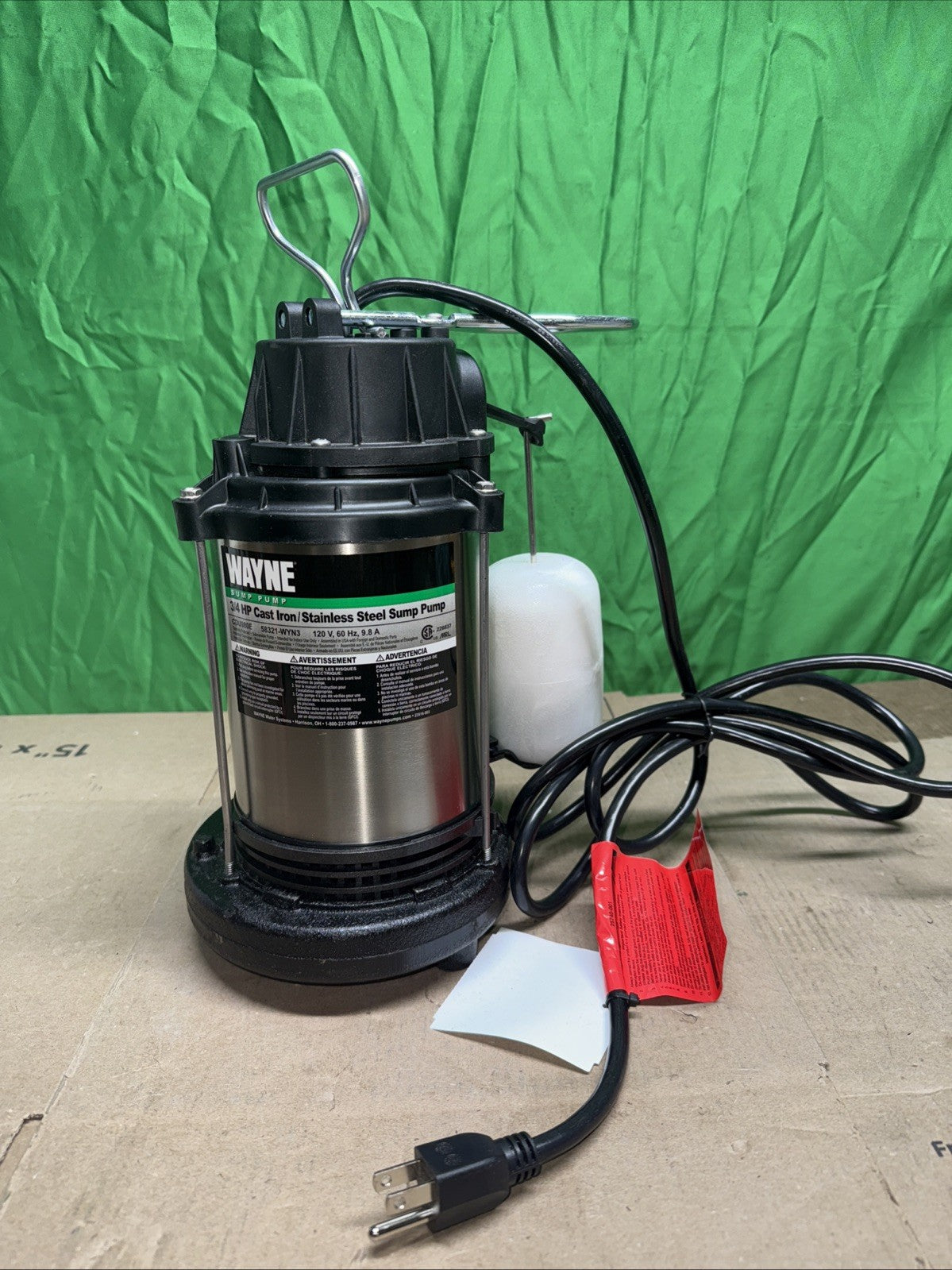 Wayne 58321-WYN3 CDU980E 3/4 HP Cast Iron and Stainless Steel Sump Pump.