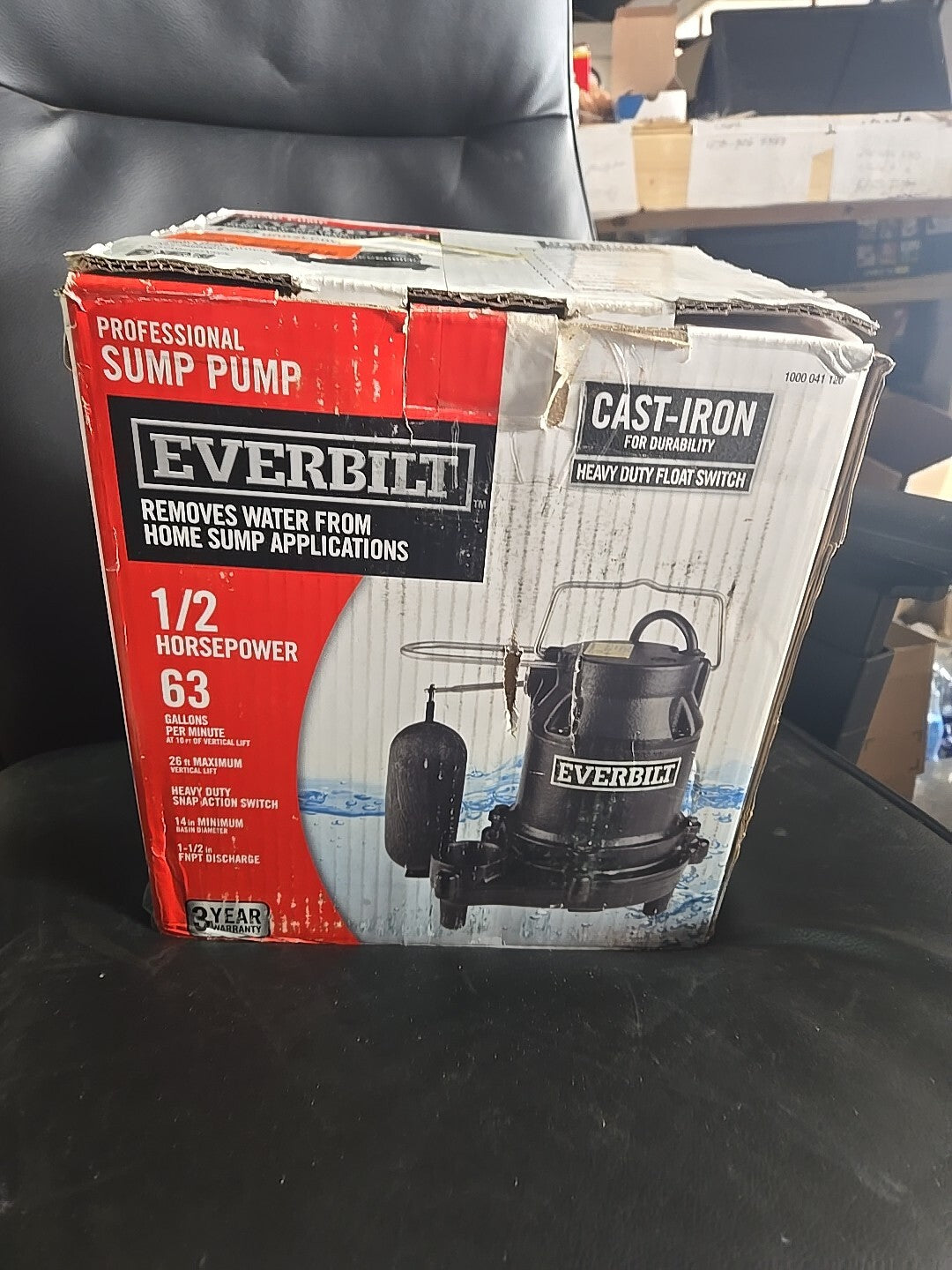 Everbilt HDS50 1/2 HP Cast Iron Sump Pump - 63 GPM 1000 041 120 Float Switch