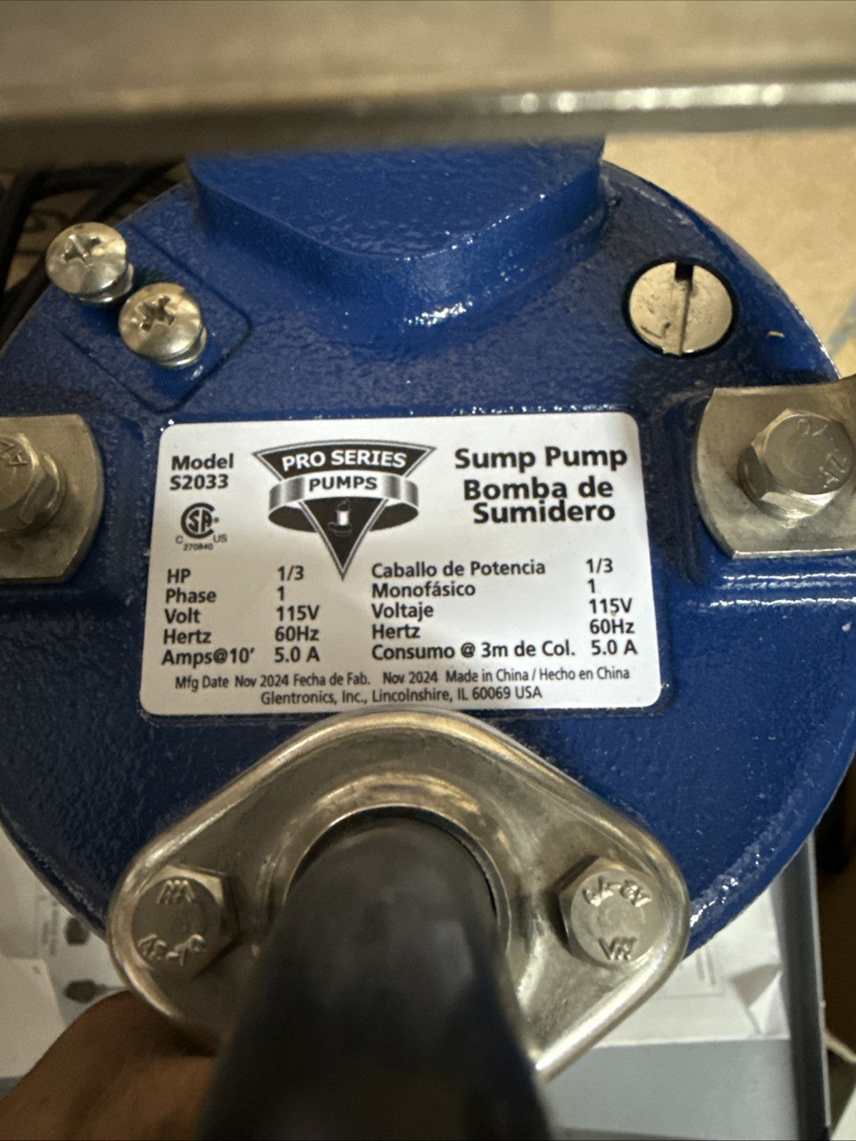 Pro Series S2033-NS - 1/3 HP Cast Iron Sump Pump (Non-Automatic)