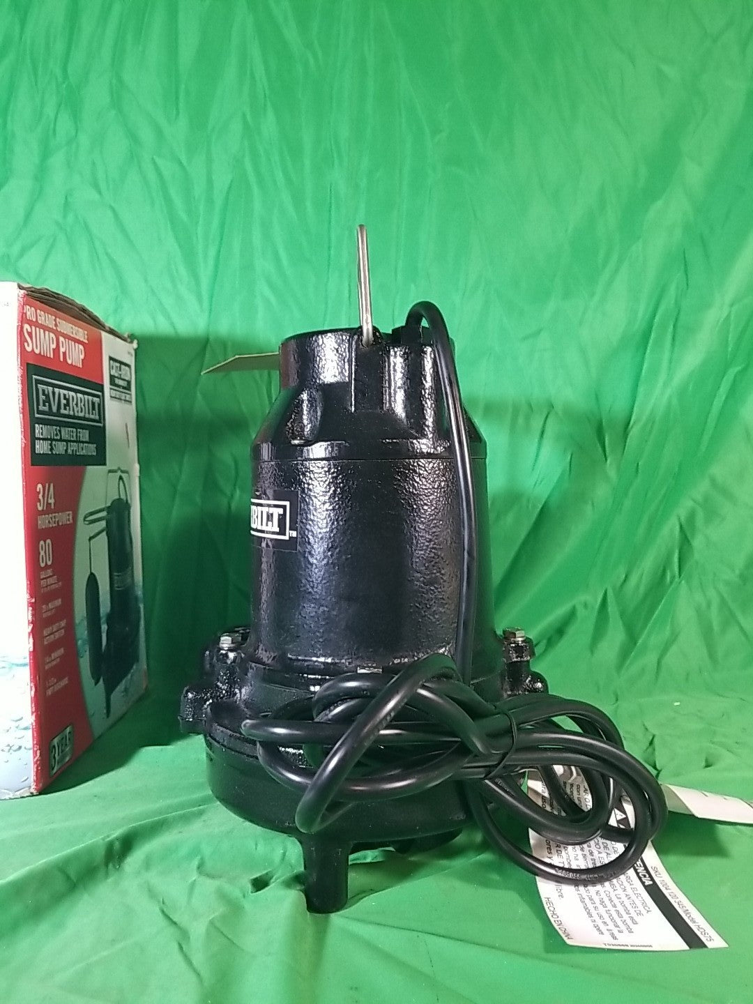 Everbilt 3/4HP Cast-Iron Pro-Grade Submersible Sump Pump 1004 120 345 HDS75.