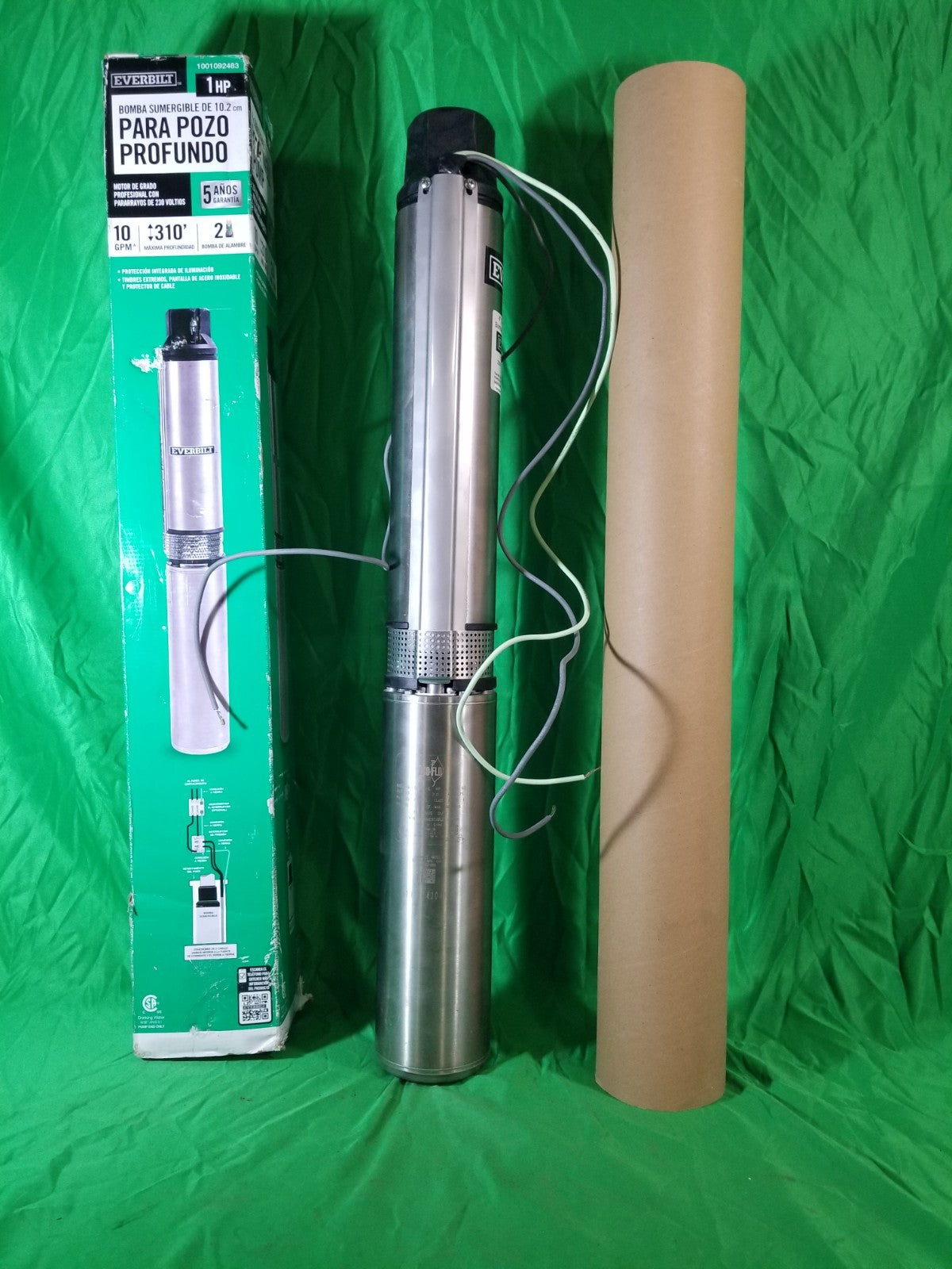 EVERBILT HDSUB10-102 Deep Well Pump 4” Submersible 1 HP 10 GPM 2 Wire 310’