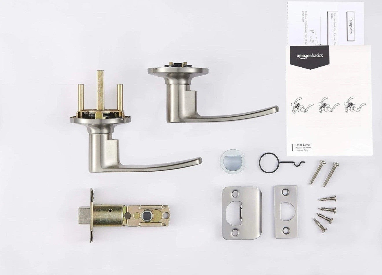 Straight Door Lever, Passage, Satin Nickel, 1-Pack