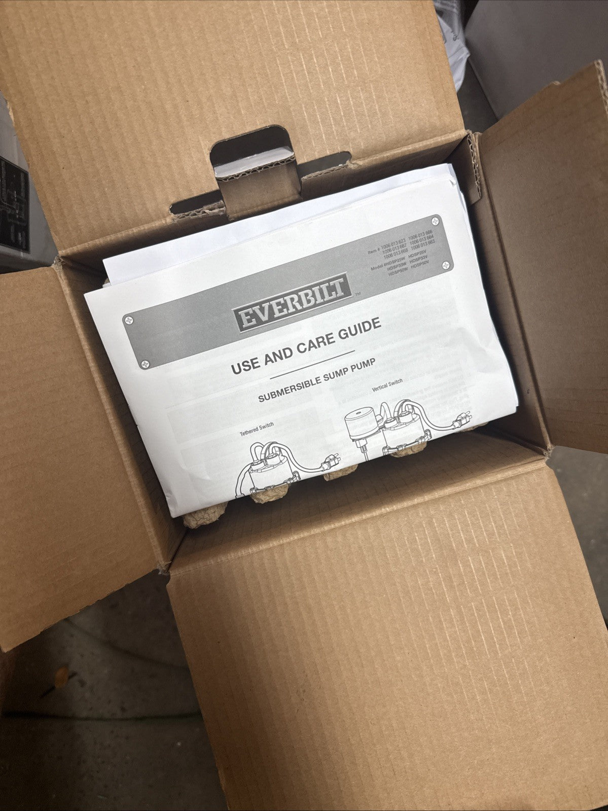 Everbilt 1/4 HP Aluminum Sump Pump w/ Tether Float Switch HDSP25W NEW OPEN BOX.