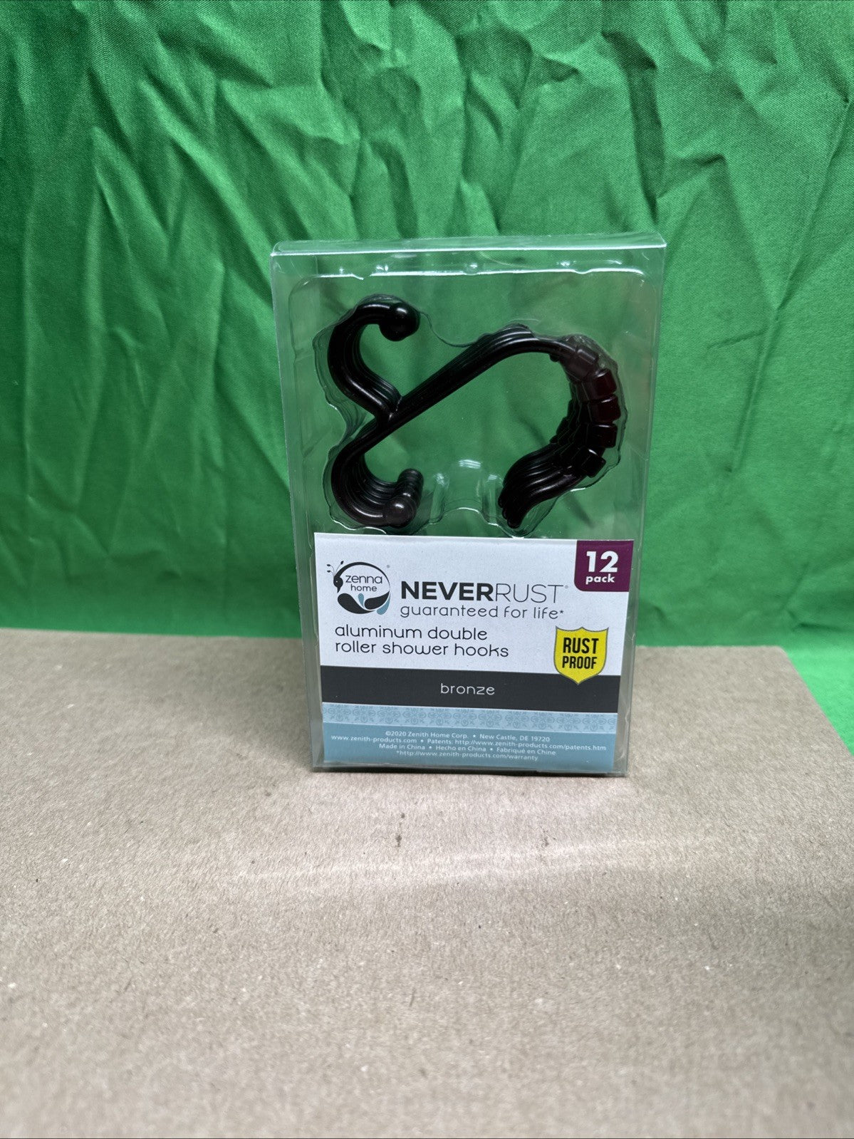 NeverRust Aluminum Double Roller Shower Hooks in Bronze (72 PACK)