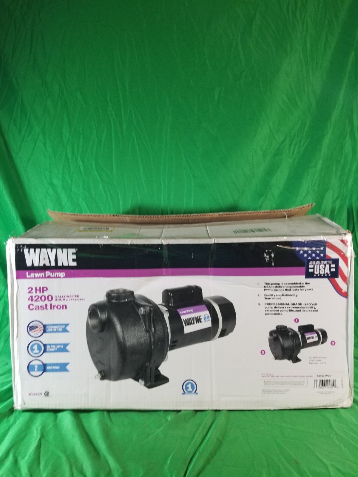 Wayne 2 HP Permanent Lawn Sprinkler Pump New-Open Box